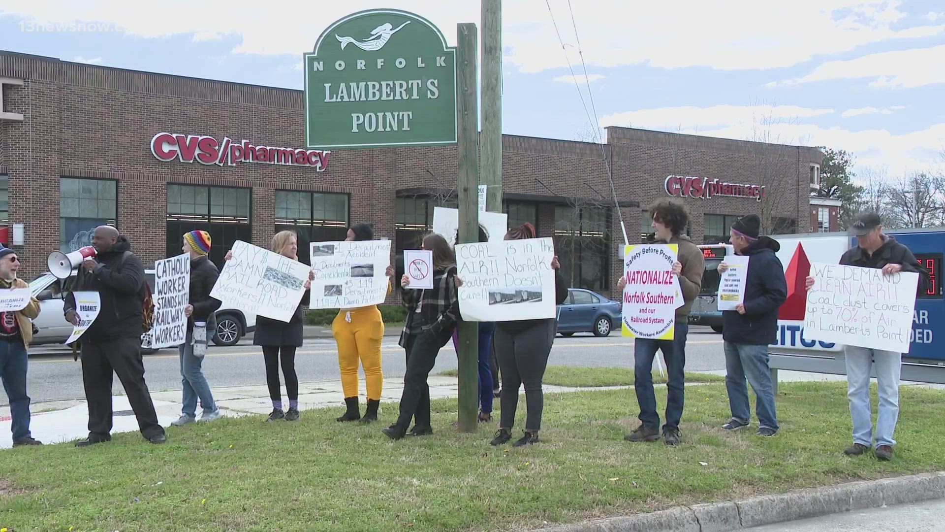 Protestors said the train derailment in East Palestine prompted them to spotlight their own community in Lambert’s Point.