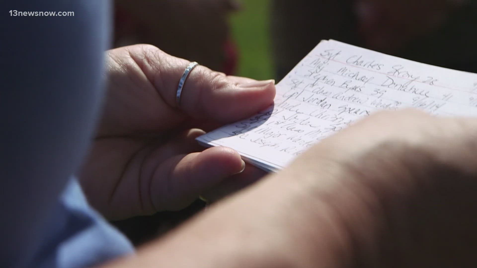 Laurie Dadiomoff started a tradition of reciting the fallen's names in 2011, and carries in on by herself, or with the help of friends and family.