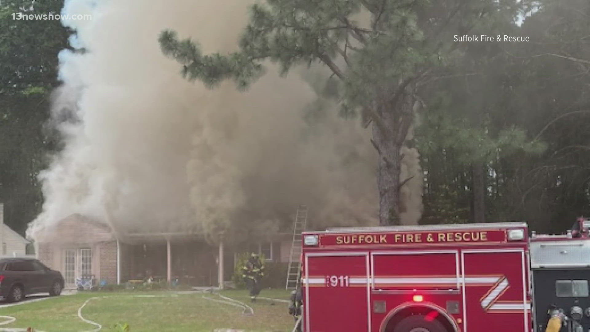Suffolk fire displaces two residents in Camellia Drive home | 13newsnow.com