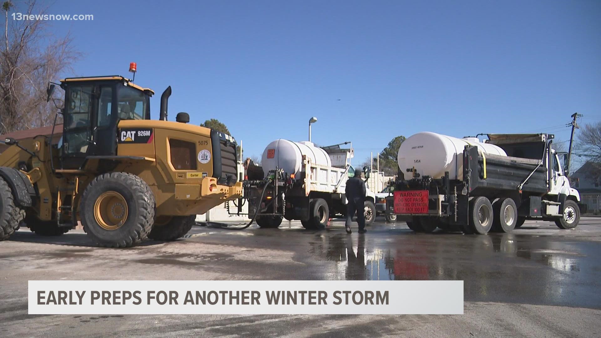 Public works crews in Hampton are busy stocking up for another round of snow.