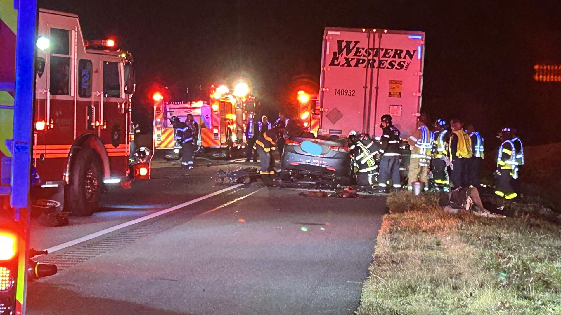 The crash occurred by exit 247 near Lee Hall around 3 a.m. There were major delays while crews were on the scene.