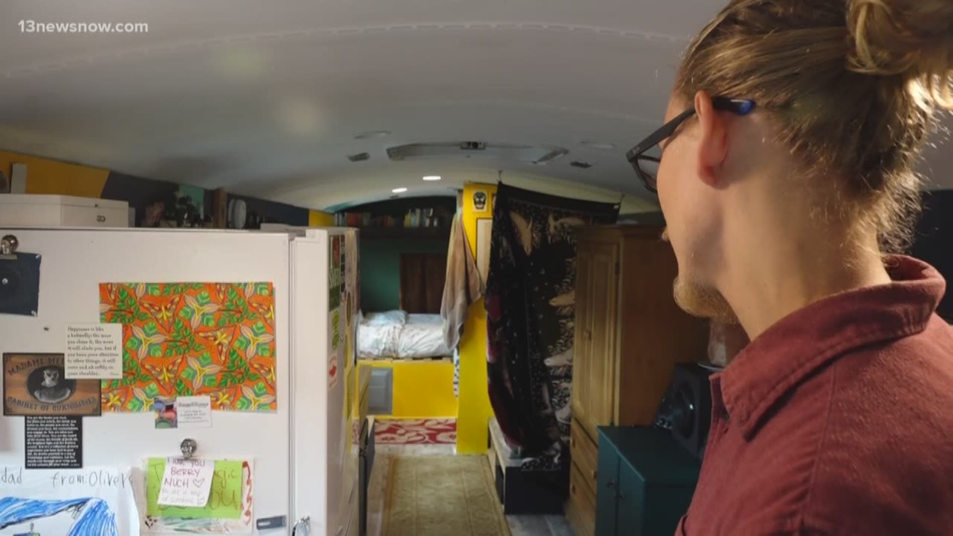 Kelly Kruschel and David Drewry of Wakefield converted an old school bus into a home!