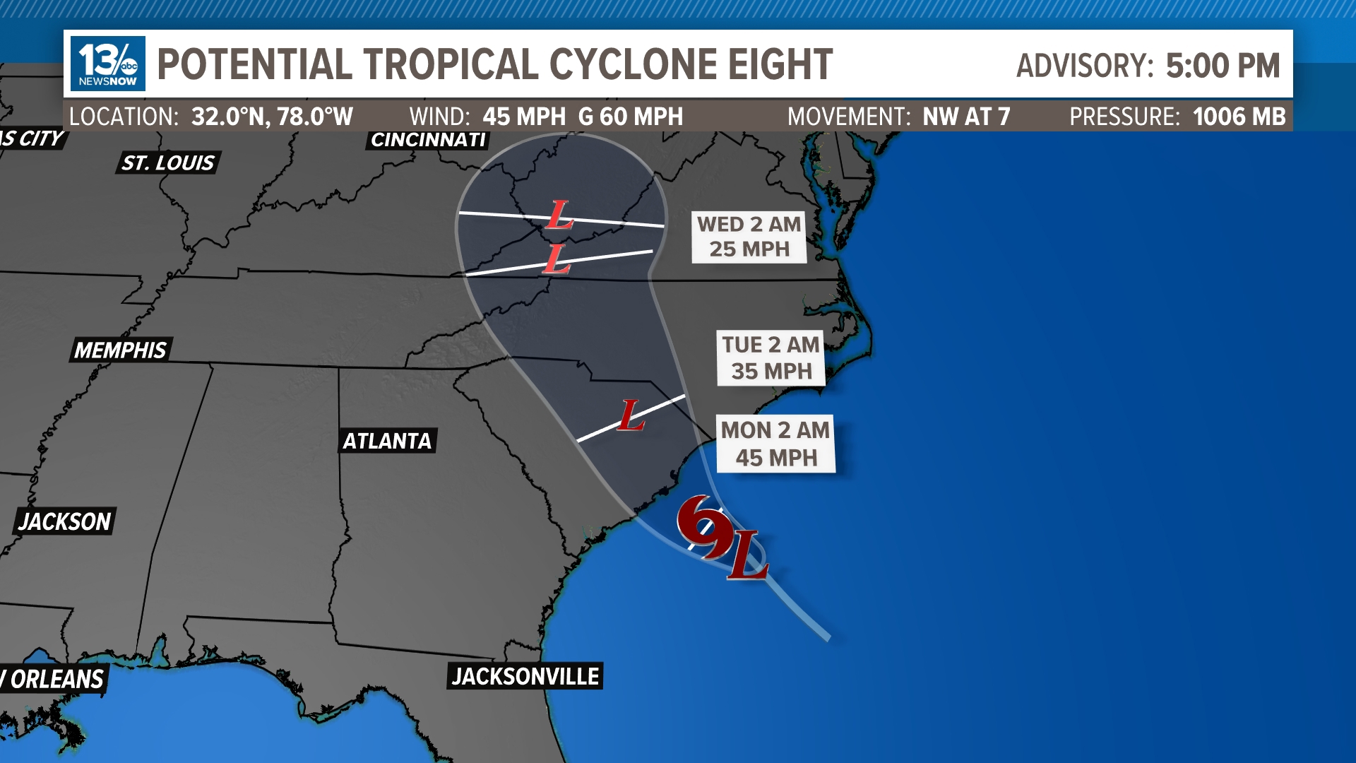 Potential Tropical Cyclone 8 off the coast of South Carolina to bring ...