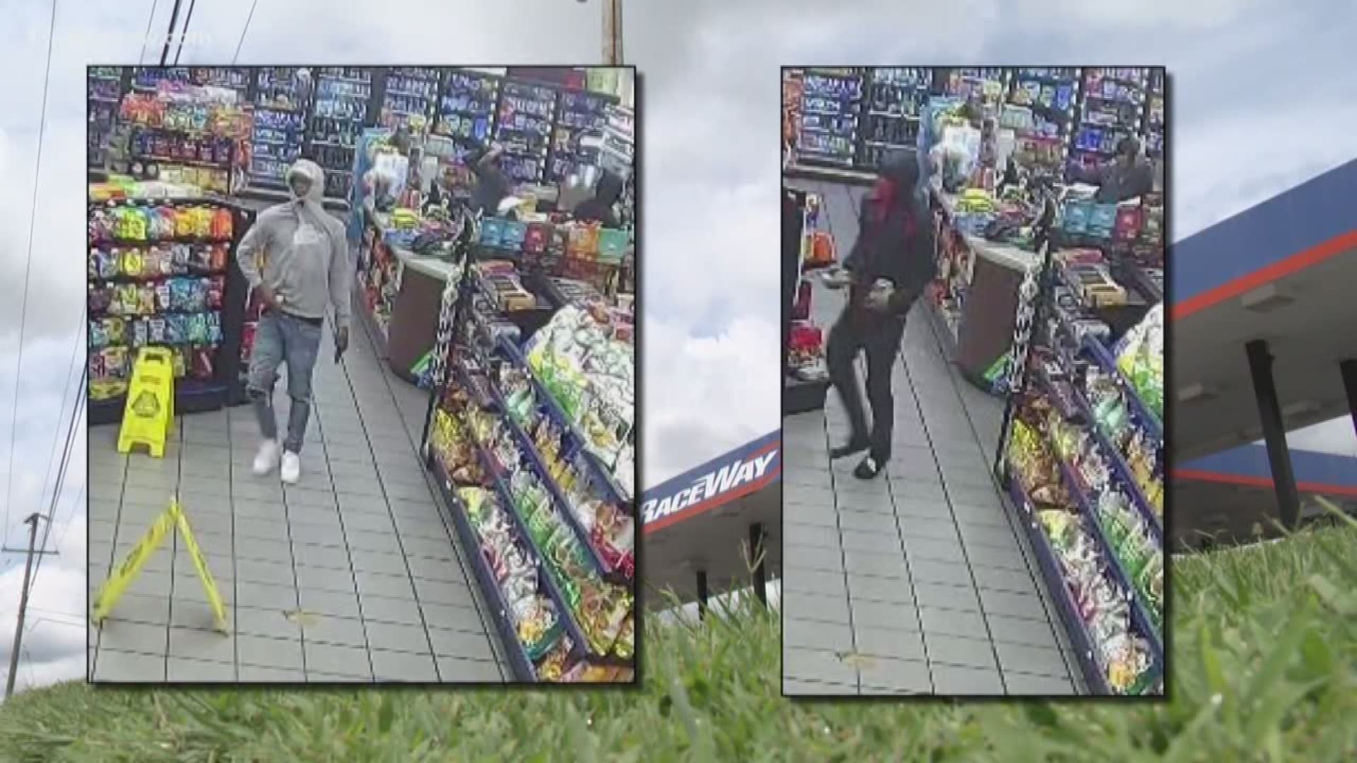 Suffolk police said two men robbed two convenience stores within an hour of each other. Locals were shocked that it happened in an area they consider safe.