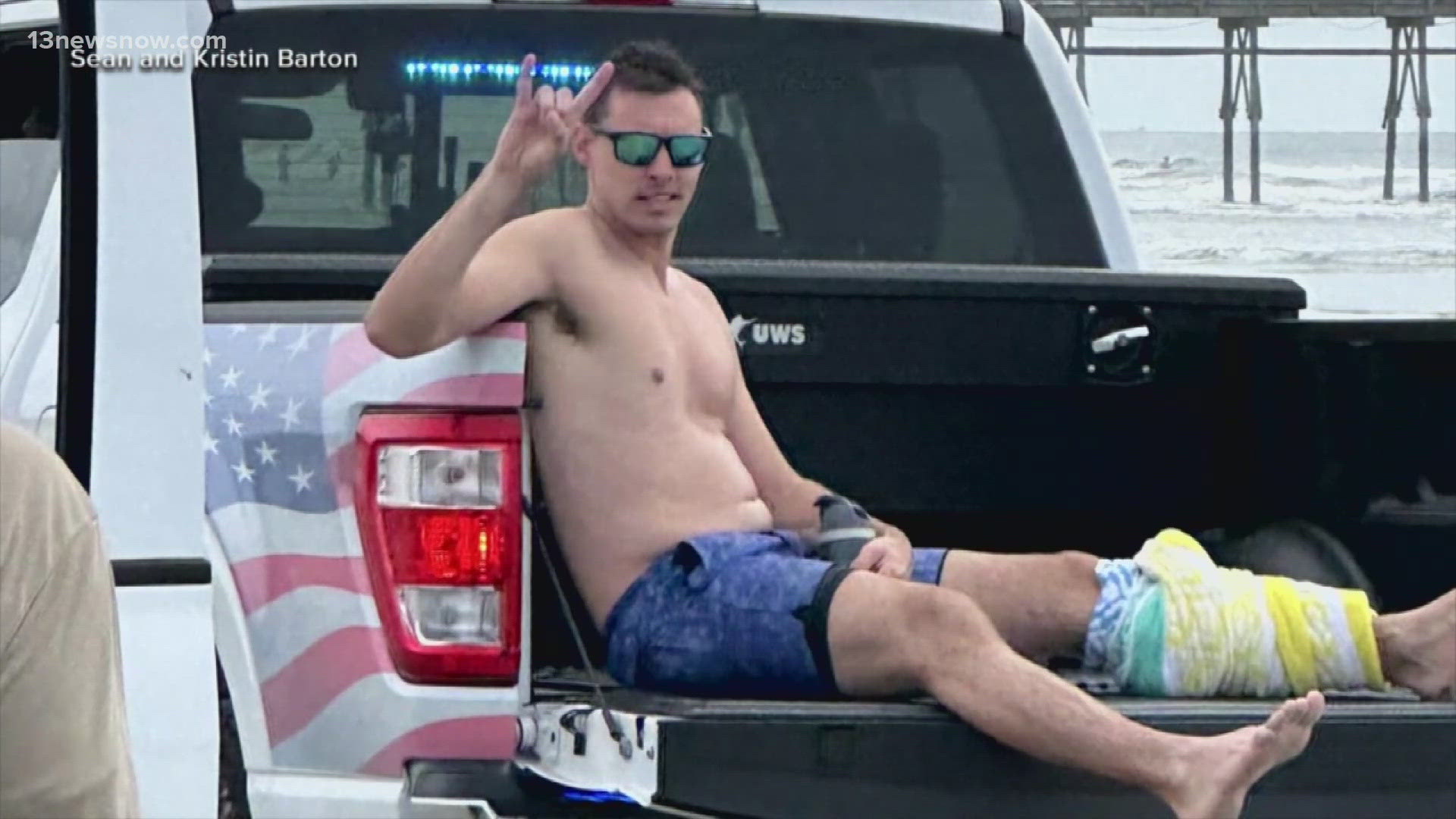 A swimmer at Sunset Beach had a leg injury, possibly from a shark bite, investigators said. 