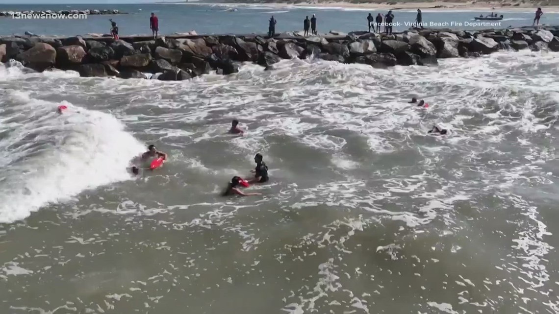 'We're grateful' | Family rescued at Oceanfront shares moment rip ...