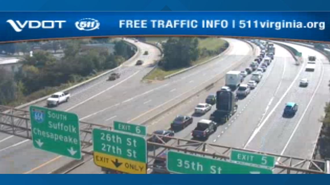 10vehicle crash Southbound lanes of MonitorMerrimac Memorial Bridge