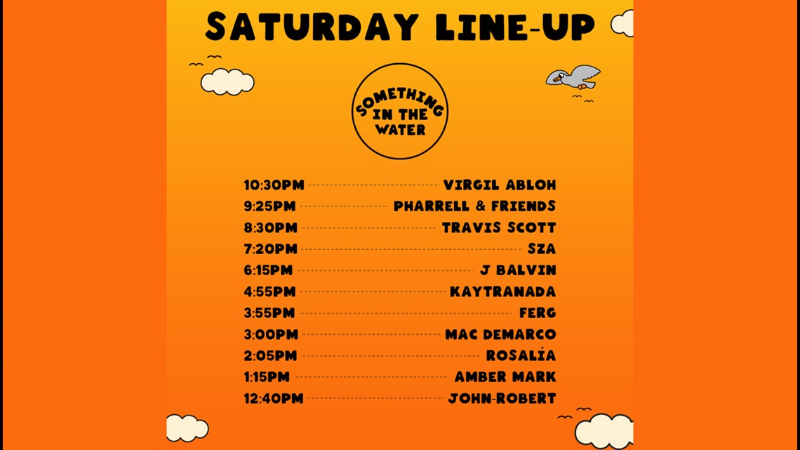 Set times, activity schedule for Something in the Water festival