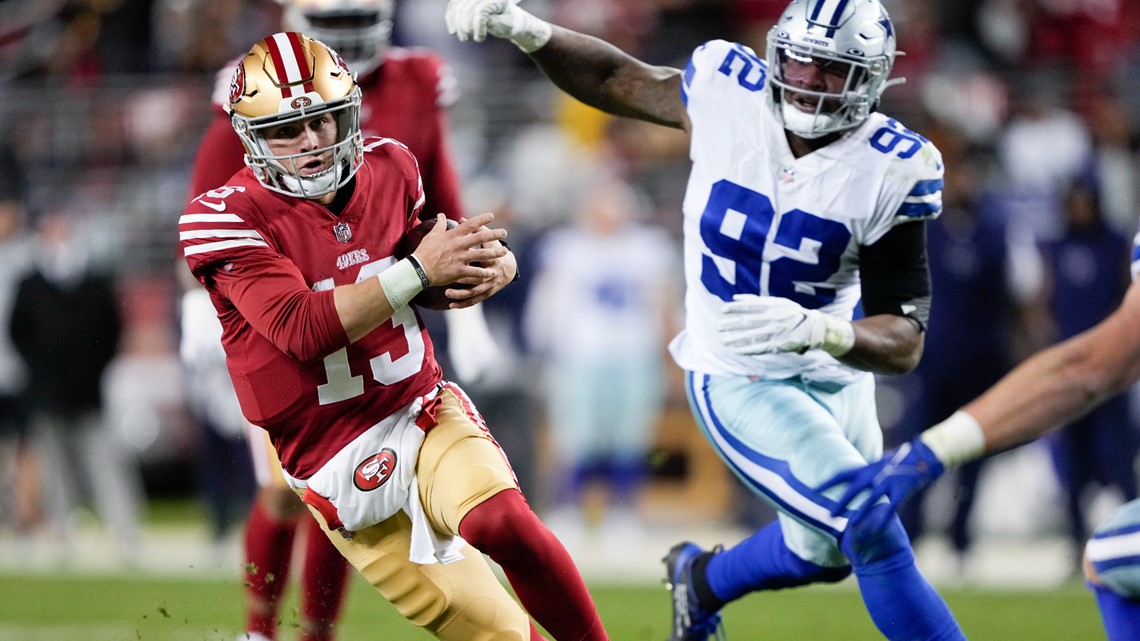 Dallas Cowboys linebacker Micah Parsons (11) during an NFL divisional round  playoff football game against the San Francisco 49ers in Santa Clara,  Calif., Sunday, Jan. 22, 2023. (AP Photo/Godofredo A. Vásquez Stock