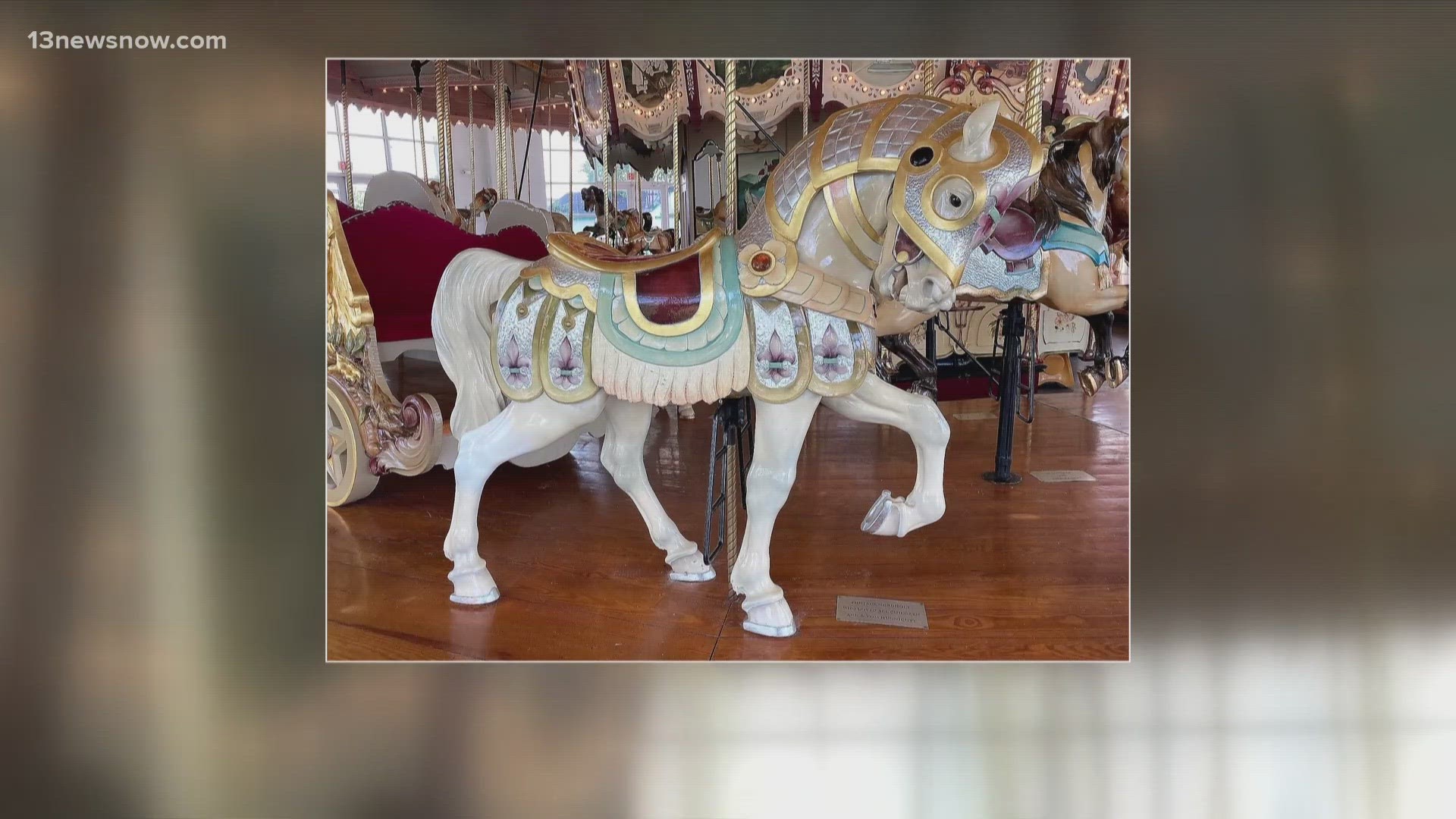 Housed in a pavilion in Hampton's downtown waterfront, it is one of only 170 antique wooden merry-go-rounds remaining in the country.