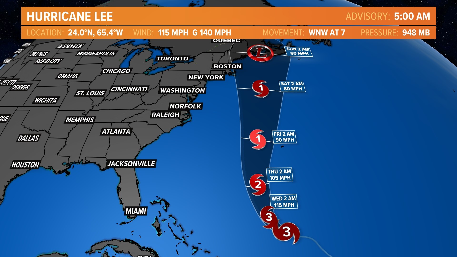 Latest News On Hurricane Lee : Projected Path Of Hurricane & When Will Hit New Jersey