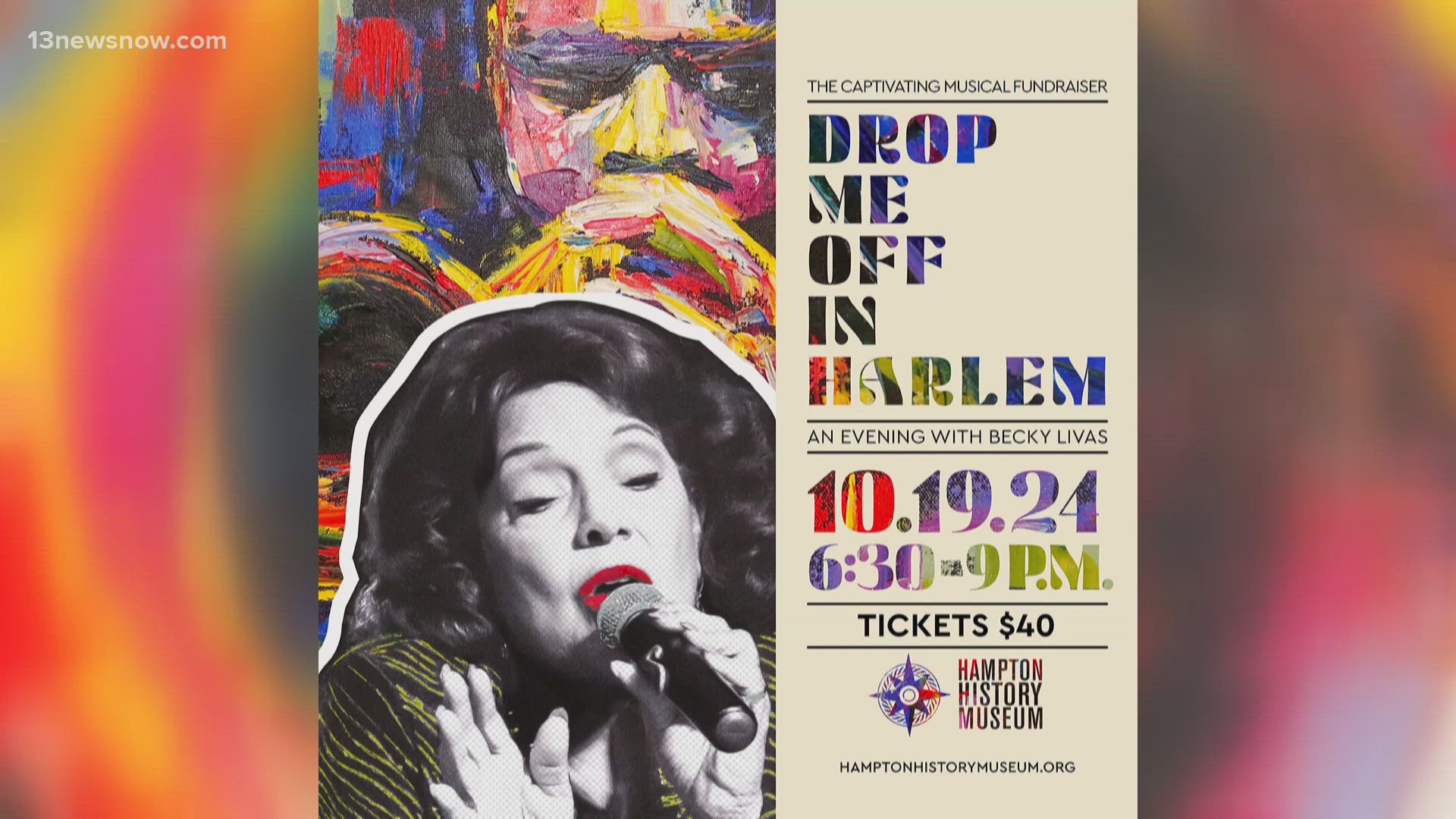 The Hampton History Museum presents "Drop Me Off In Harlem." Local jazz and cabaret vocalist Becky Livas shares what can be expected at the musical fundraiser.