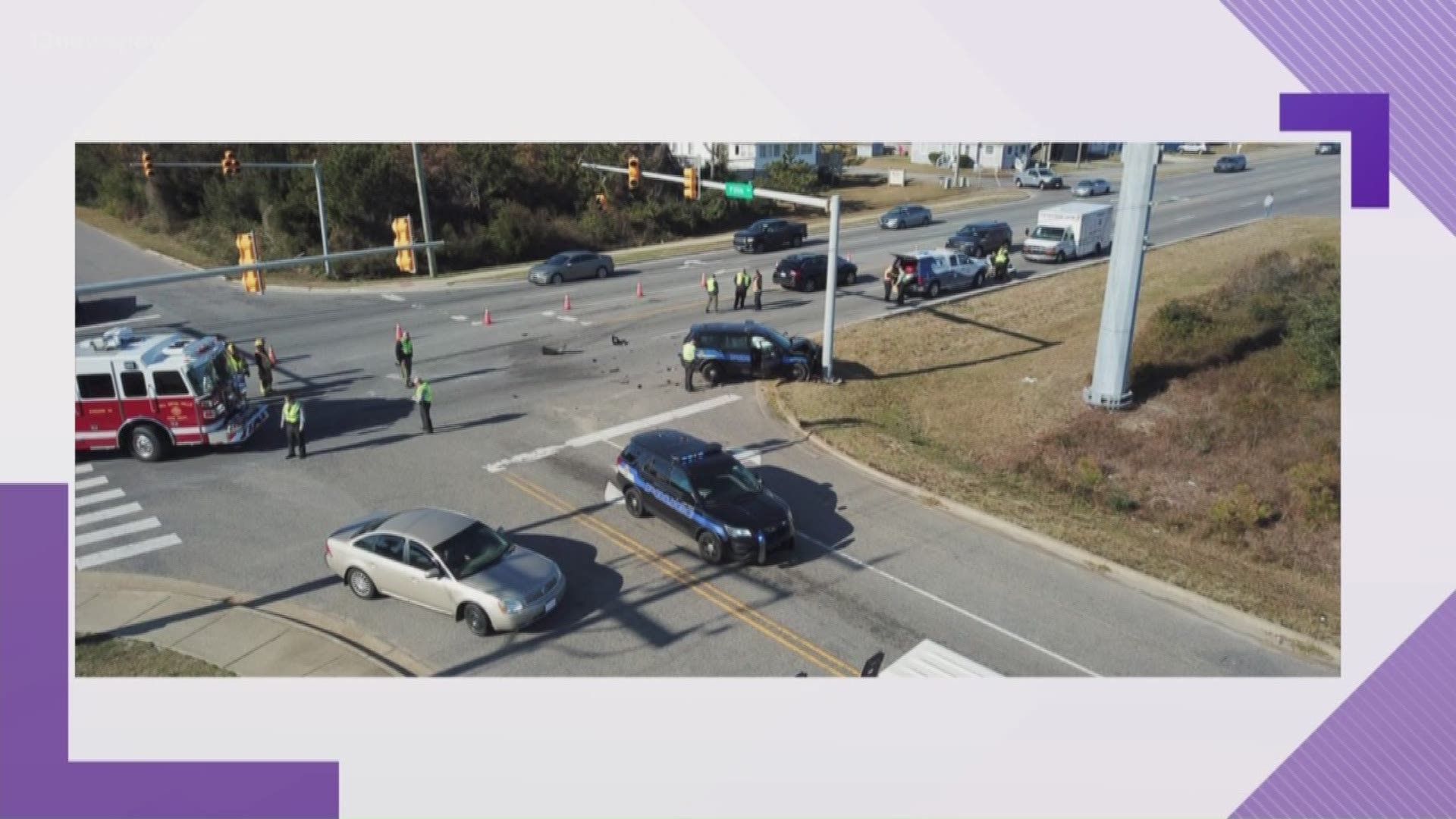 A Kill Devil Hills officer and a driver are okay after being involved in a crash.