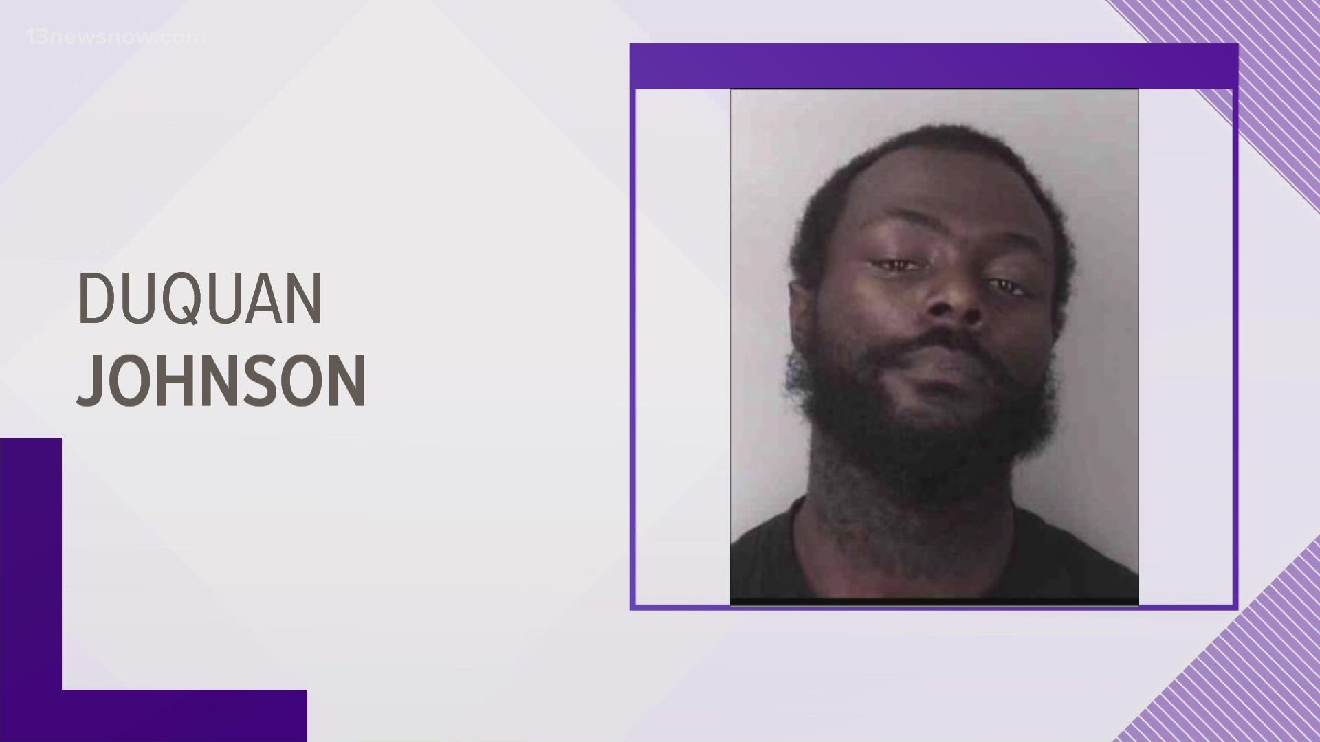 Officers said there are charges on file against Duquan Johnson, 27. Police said he shot and killed two people in September 2021.