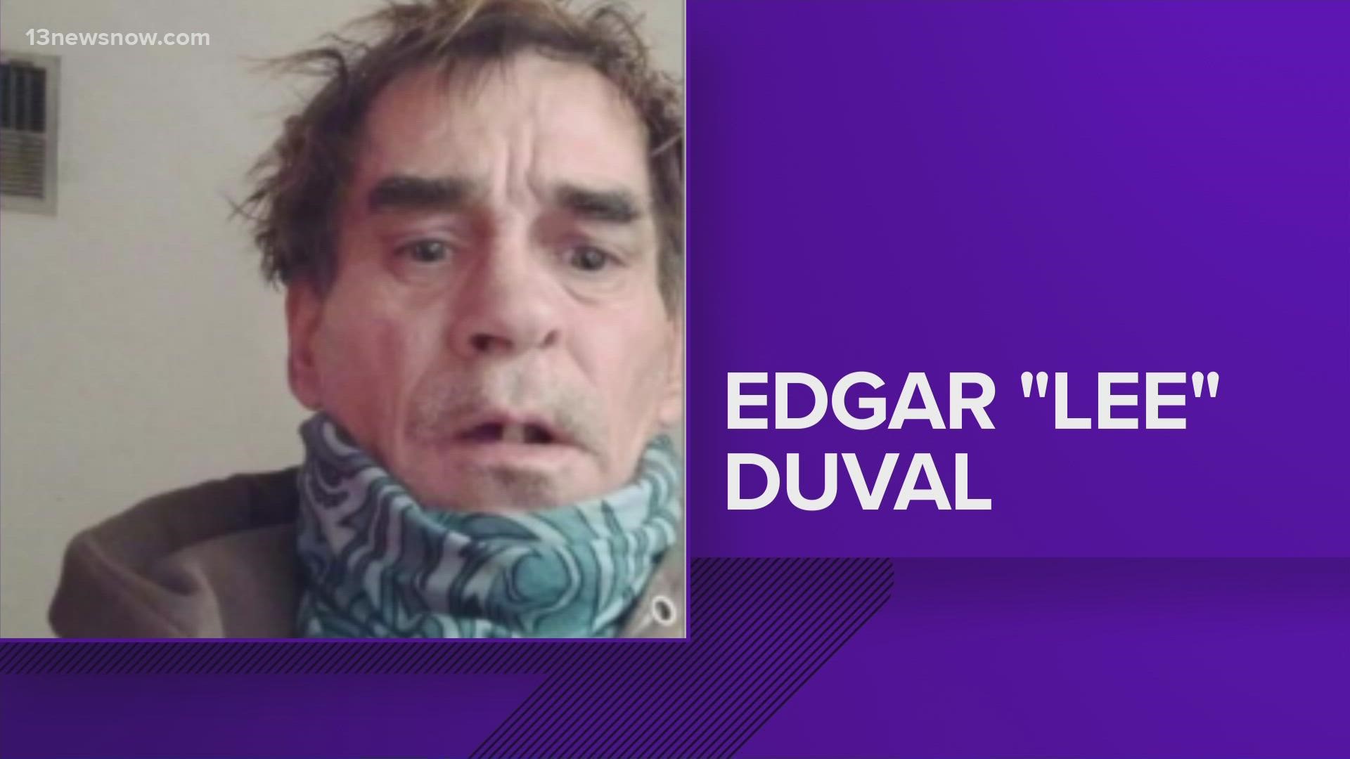 Edgar Lee Duval, 56, was last seen while staying with friends in the Hunterdale area of the city.