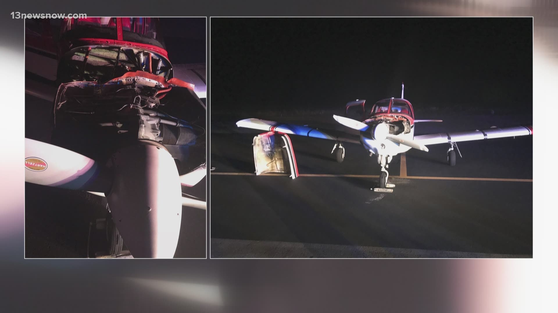 The airplane caught on fire and had to make an emergency landing around 10:20 p.m. Virginia State Police said it was coming from Richmond at the time it happened.