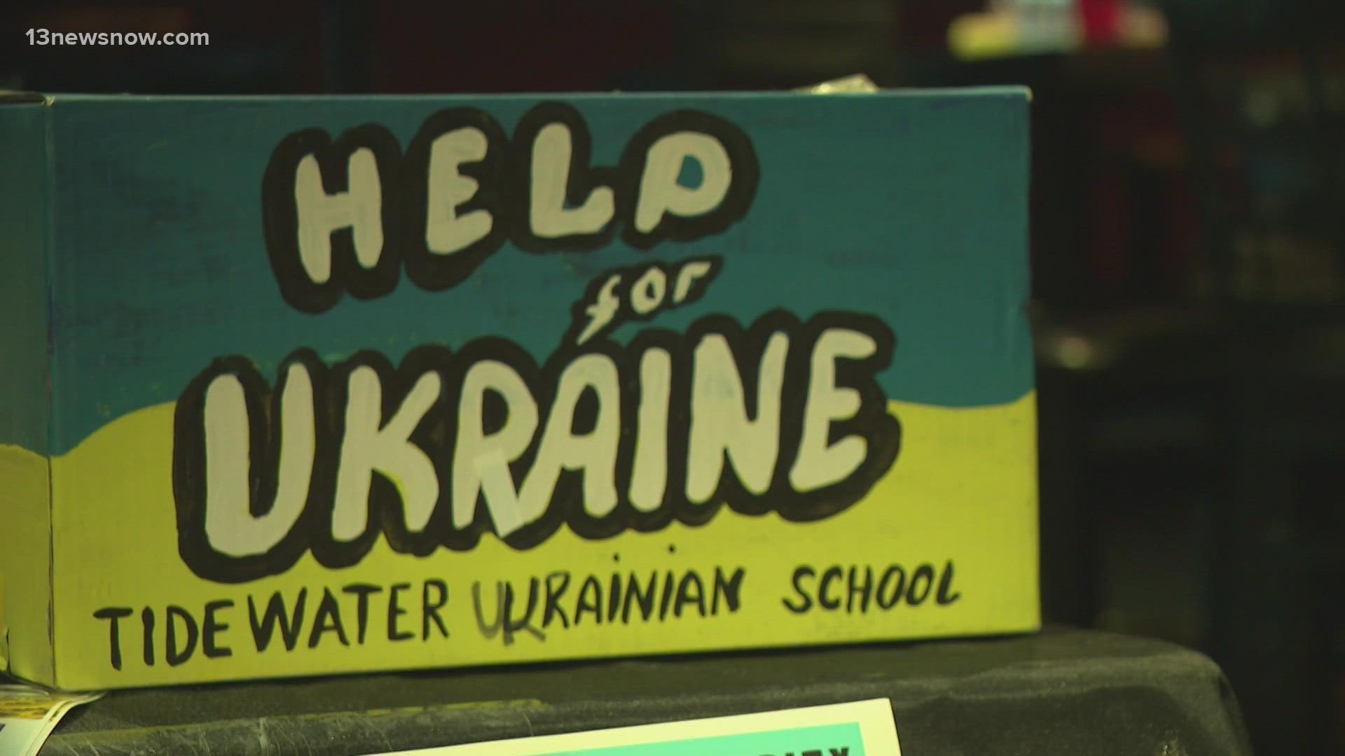 People in Virginia Beach came together to support Ukraine Sunday night.