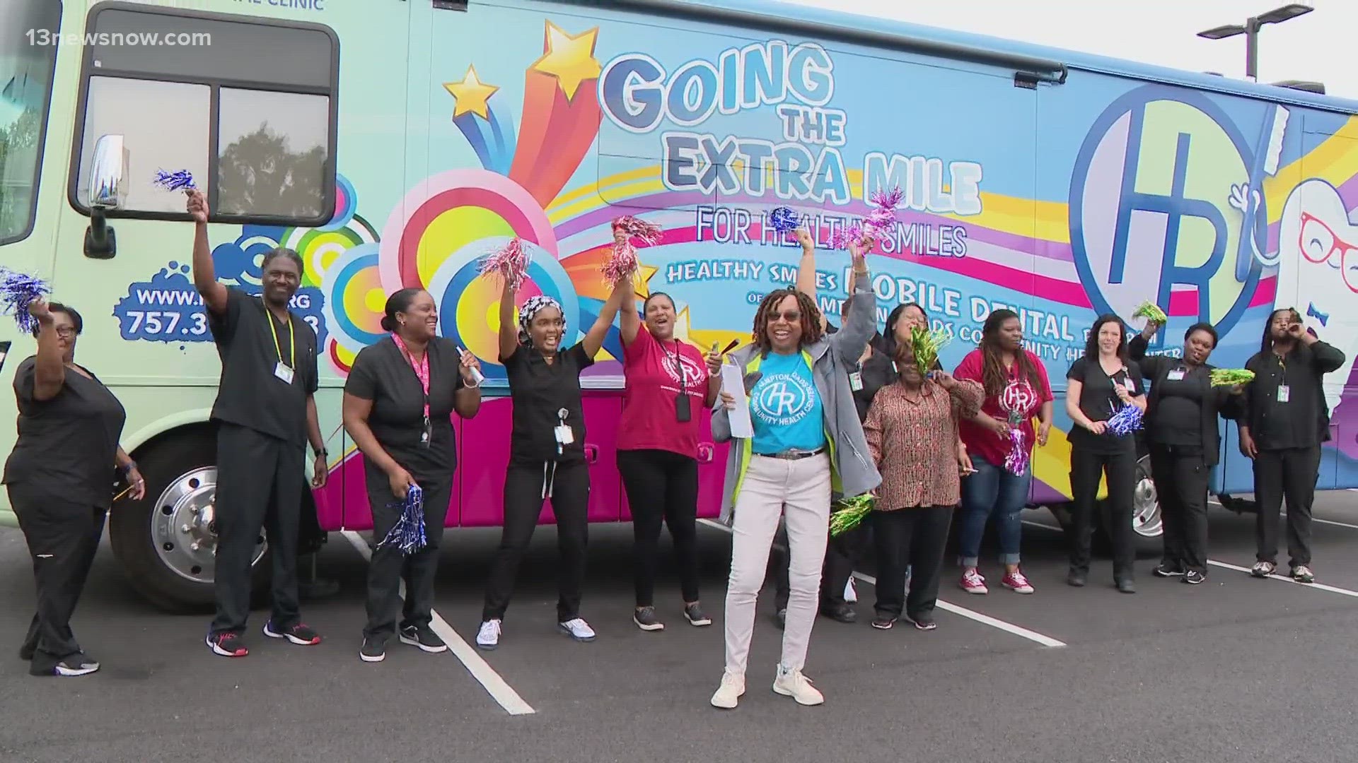 The new Healthy Smiles Dental Center van arrived at the Hampton Roads Community Health Center headquarters in Portsmouth on Friday.