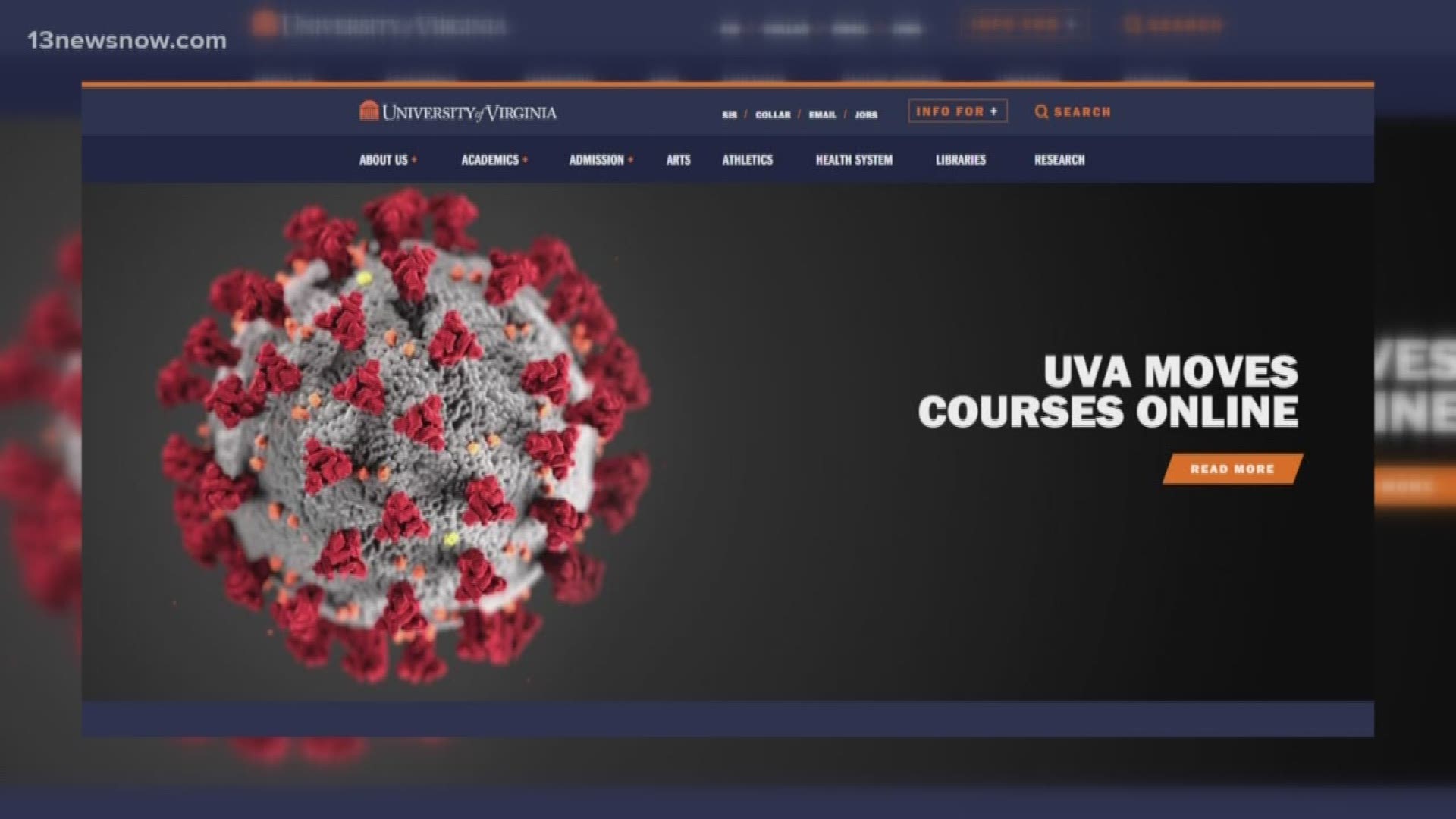 Due to coronavirus concerns, students at William & Mary, James Madison, Virginia Tech, VCU, and the University of Virginia will have to take classes online.