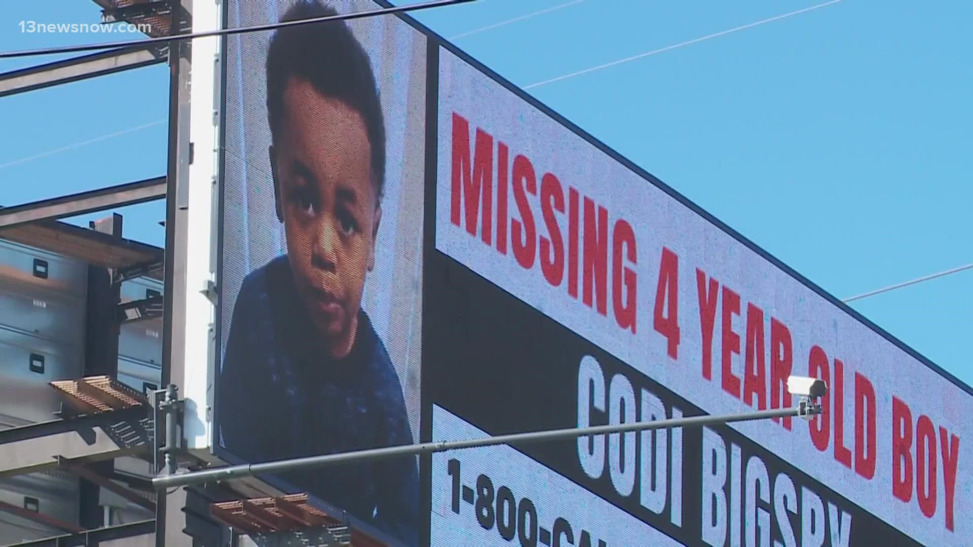 The 4-year-old has been missing from his Hampton home for almost two weeks. His father, Cory Bigsby, is behind bars on unrelated child neglect charges.