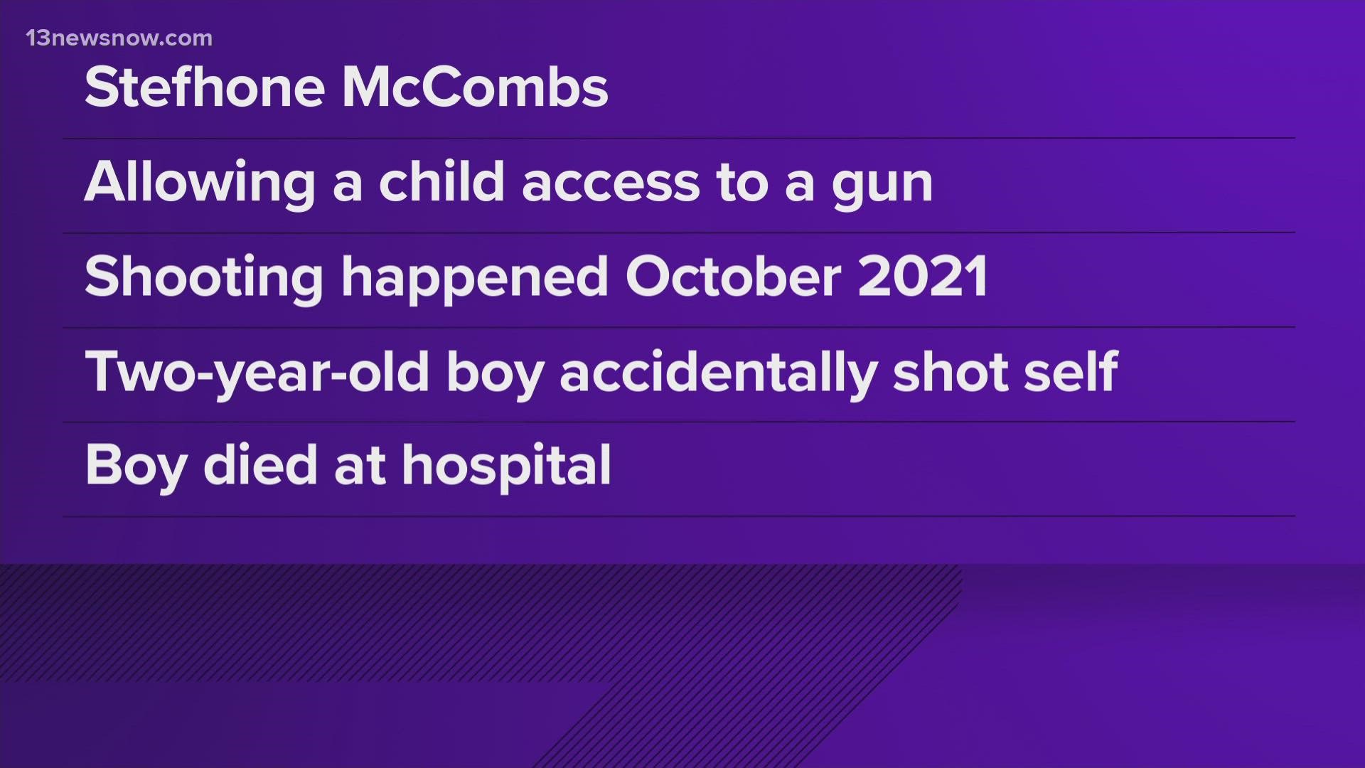 Stefhone McCombs was charged with a misdemeanor charge of allowing access to a firearm by a minor. His 2-year-old son died after shooting himself with a gun in 2021.
