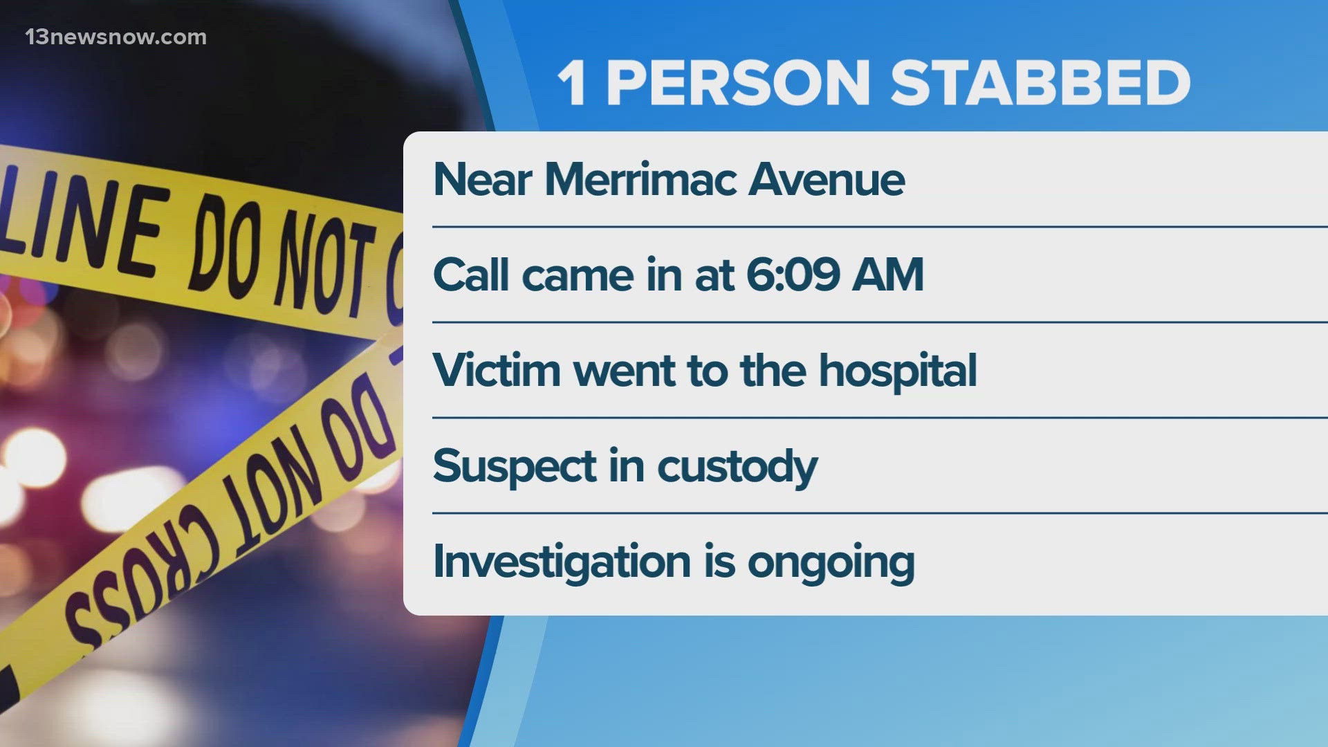 Man injured after early morning stabbing in Norfolk | 13newsnow.com