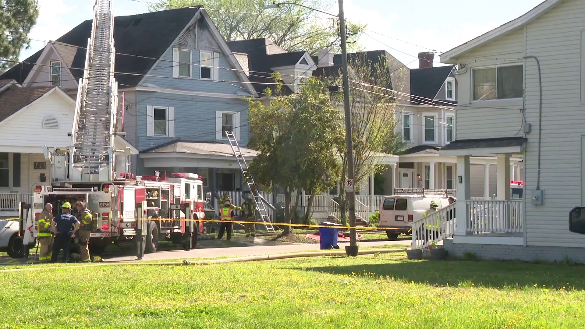 The fire happened in the 200 block of West 28th Street, close to the intersection of Monticello Avenue and Church Street.