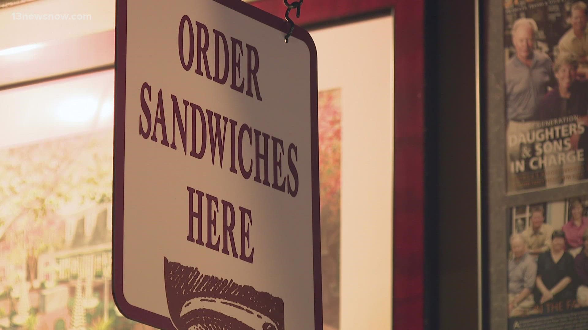A Williamsburg business had to take sandwiches off the menu temporarily due to short staffing.
