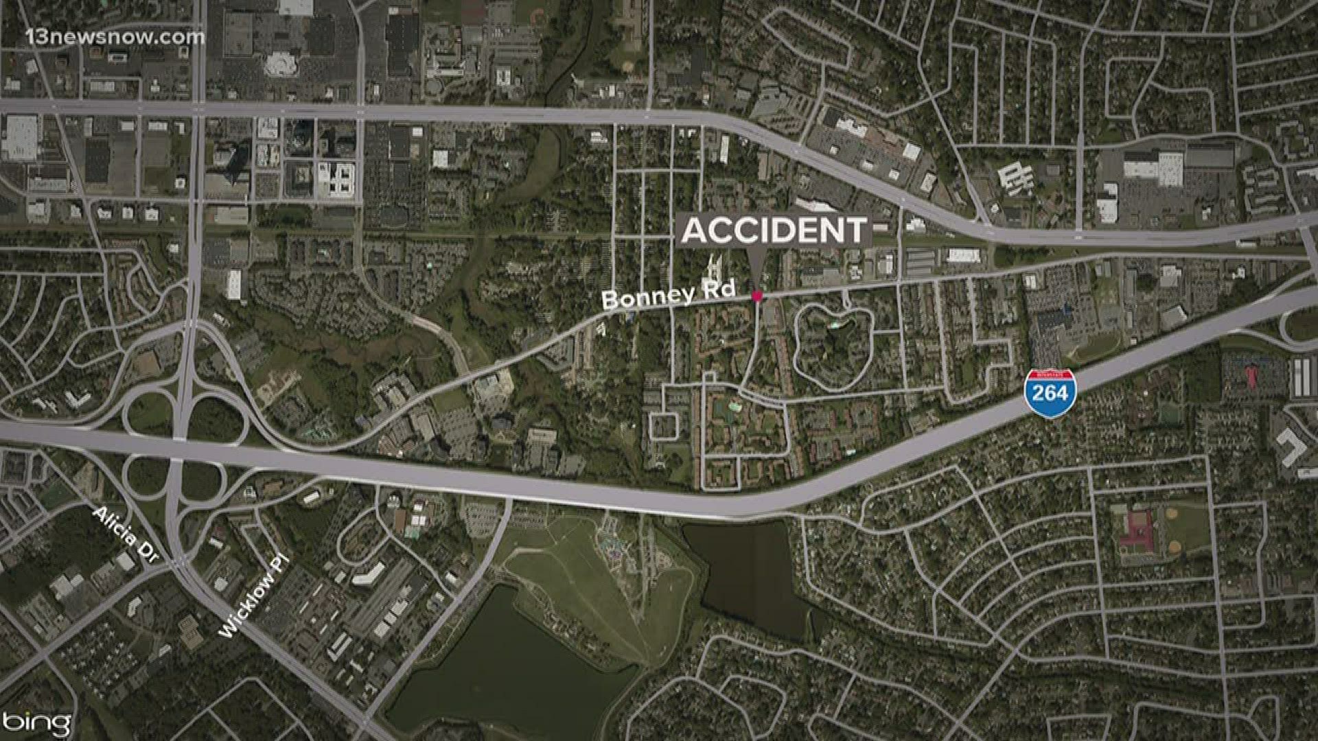 The crash happened near Mount Trashmore at the intersection of Bonney Road and Boggs Avenue.