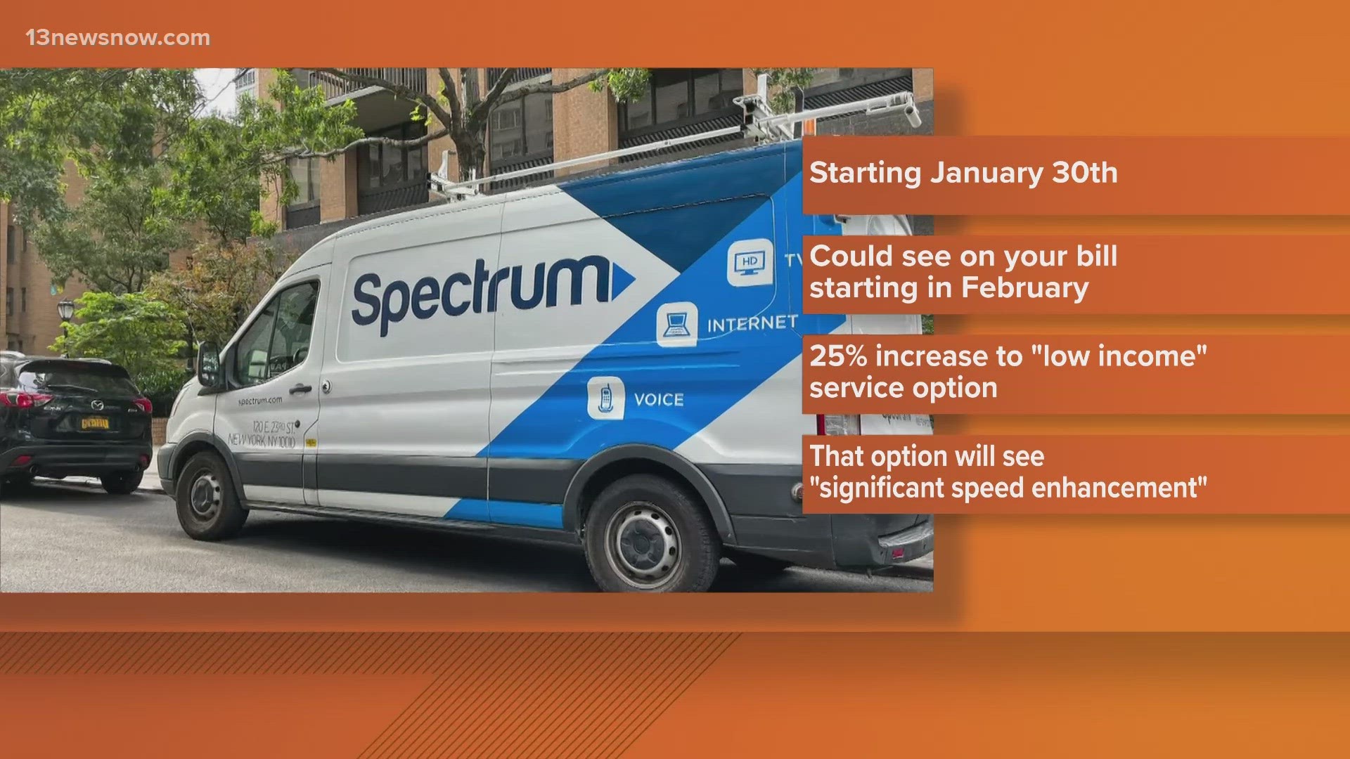 The company announced certain packages in its cable TV and internet options will see increased rates beginning on January 30.
