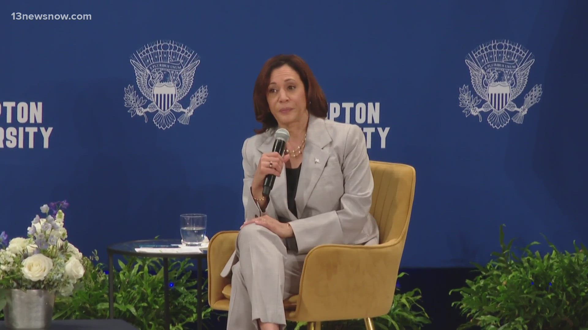 Vice President Kamala Harris chose the school for the first stop of her "Fight For Our Freedoms" tour.