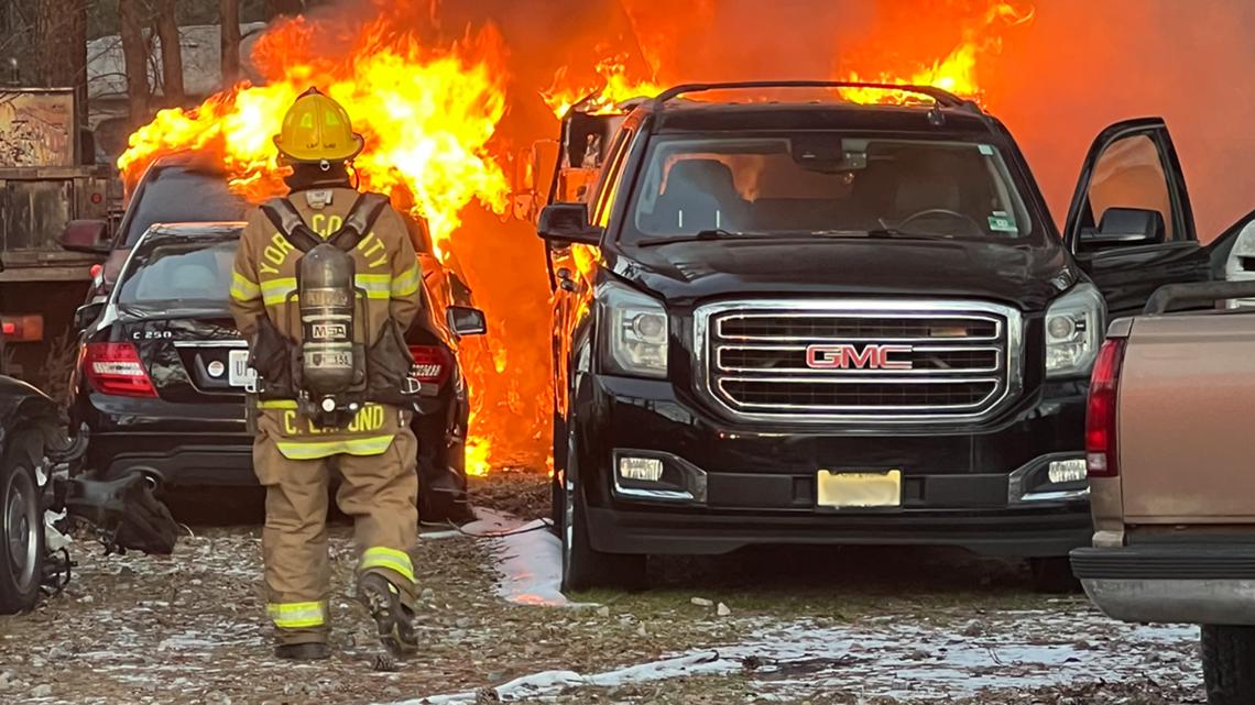 York County firefighters extinguish vehicle fires at diesel repair business
