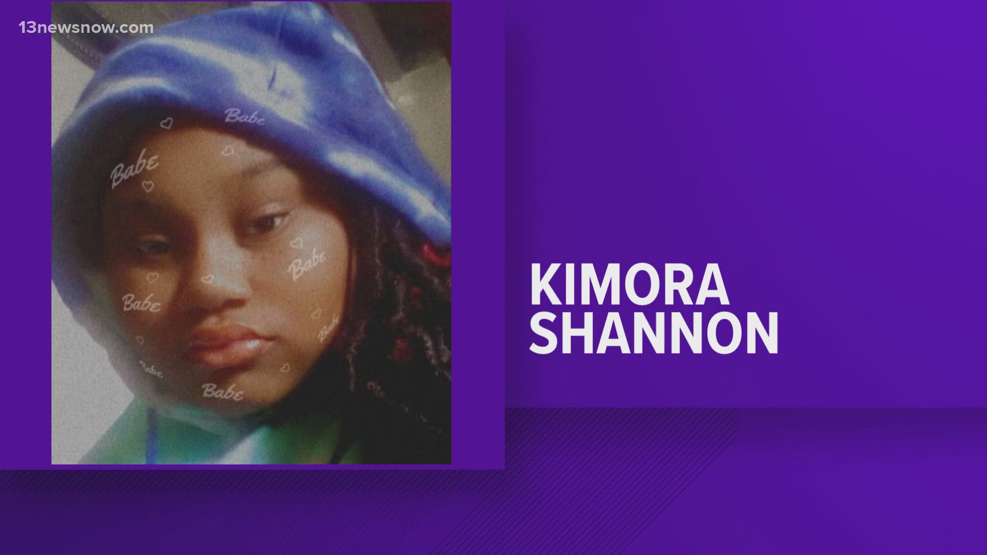 15-year-old Kimora Bernice Shannon was last seen at her home in the 1200 block of Pitchkettle Road on Oct. 18.