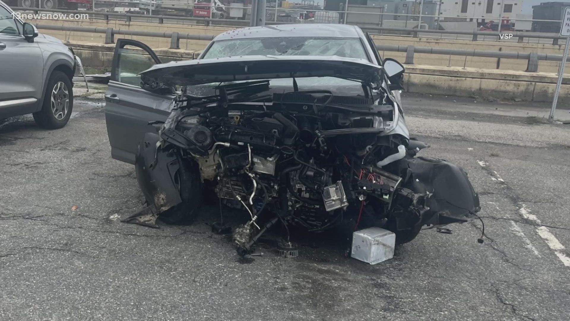 A Norfolk woman was killed in a crash Wednesday at the Hampton Roads Bridge-Tunnel on the Hampton side.