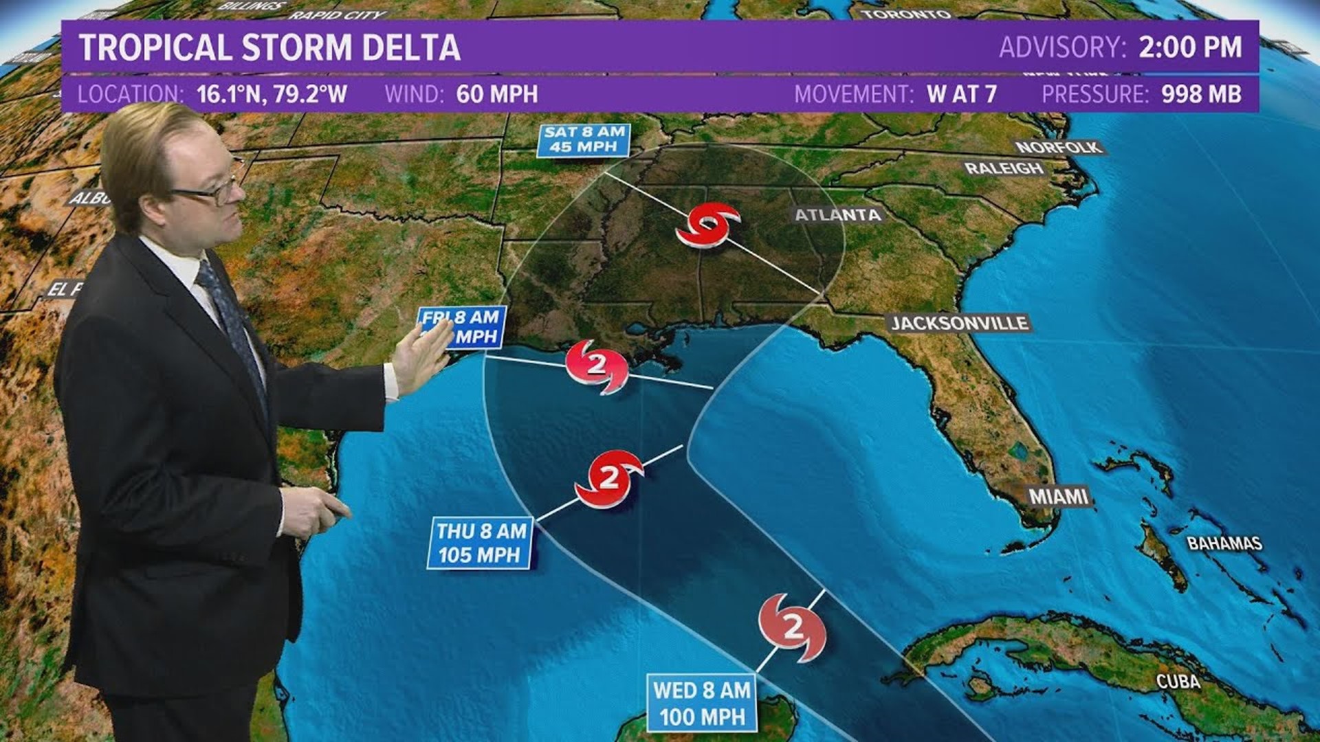 13News Now Meteorologist Evan Stewart has the latest tracks and forecasts on Tropical Storms Gamma and Delta.