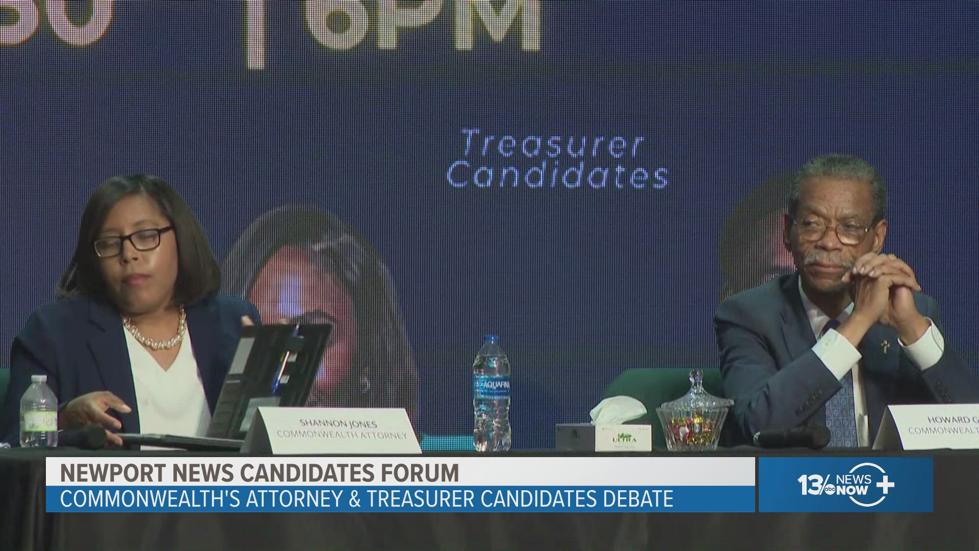 Shannon Jones and Howard Gwynn, along with Sanu Cooper and Derek Reason, spoke at a candidate forum on Wednesday evening.