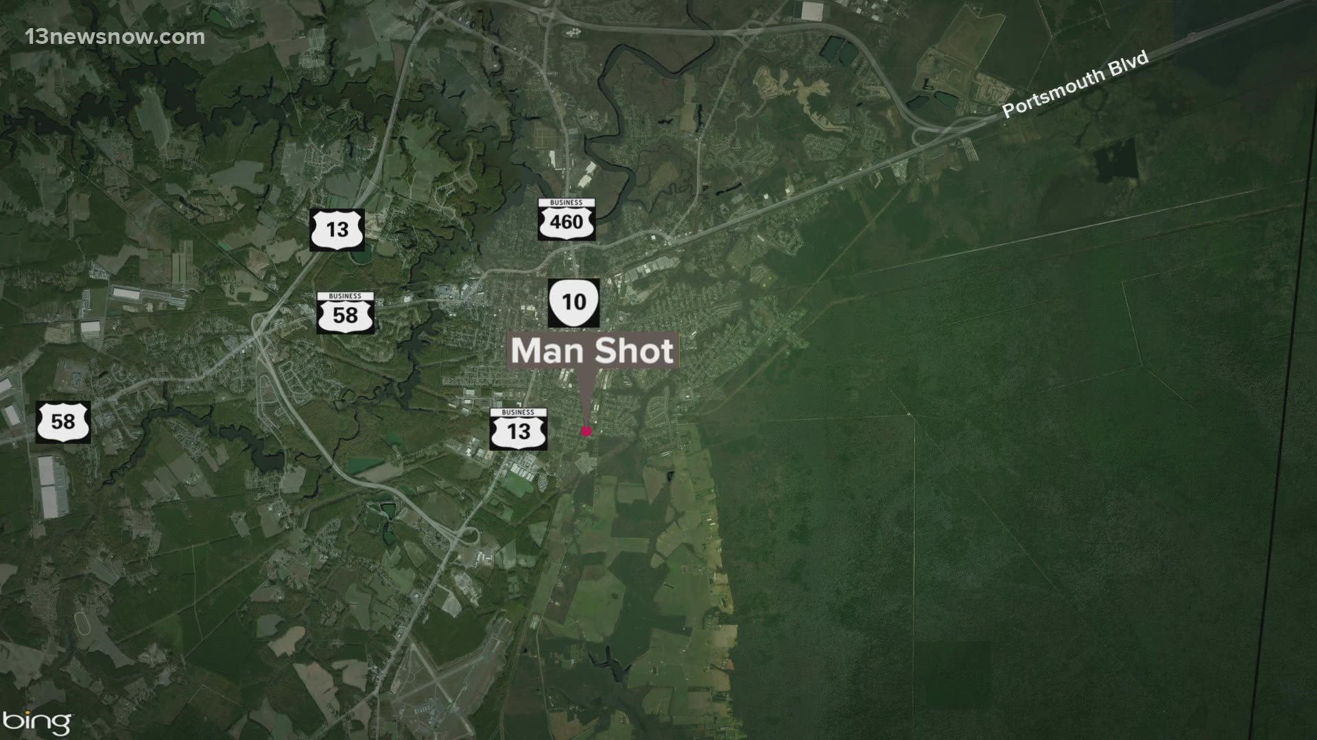 A man was shot in Suffolk Monday afternoon -- making him the fourth person to be shot in Hampton Roads in 12 hours.