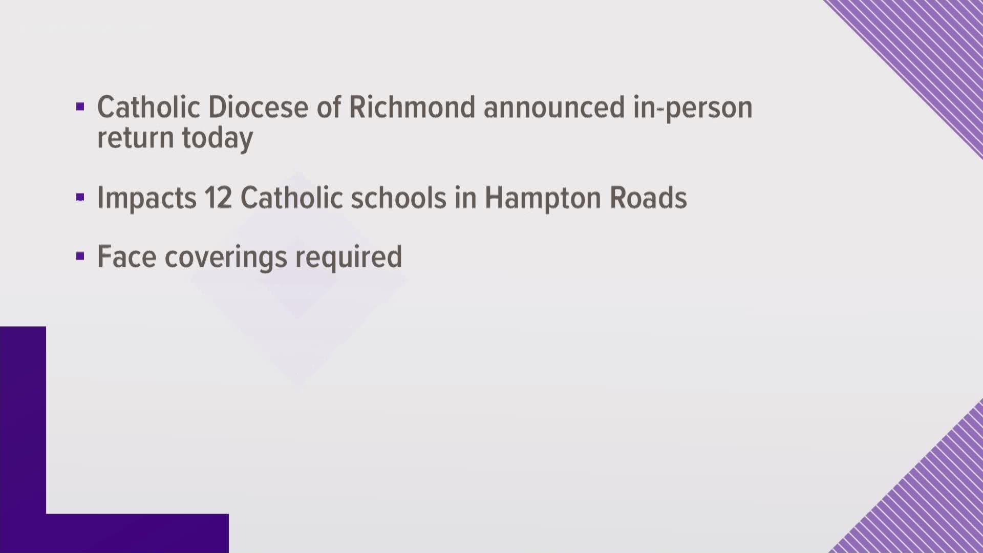 There will be requirements for regular health screenings, social distancing and mask wearing for all students and staff in the schools, according to a release.