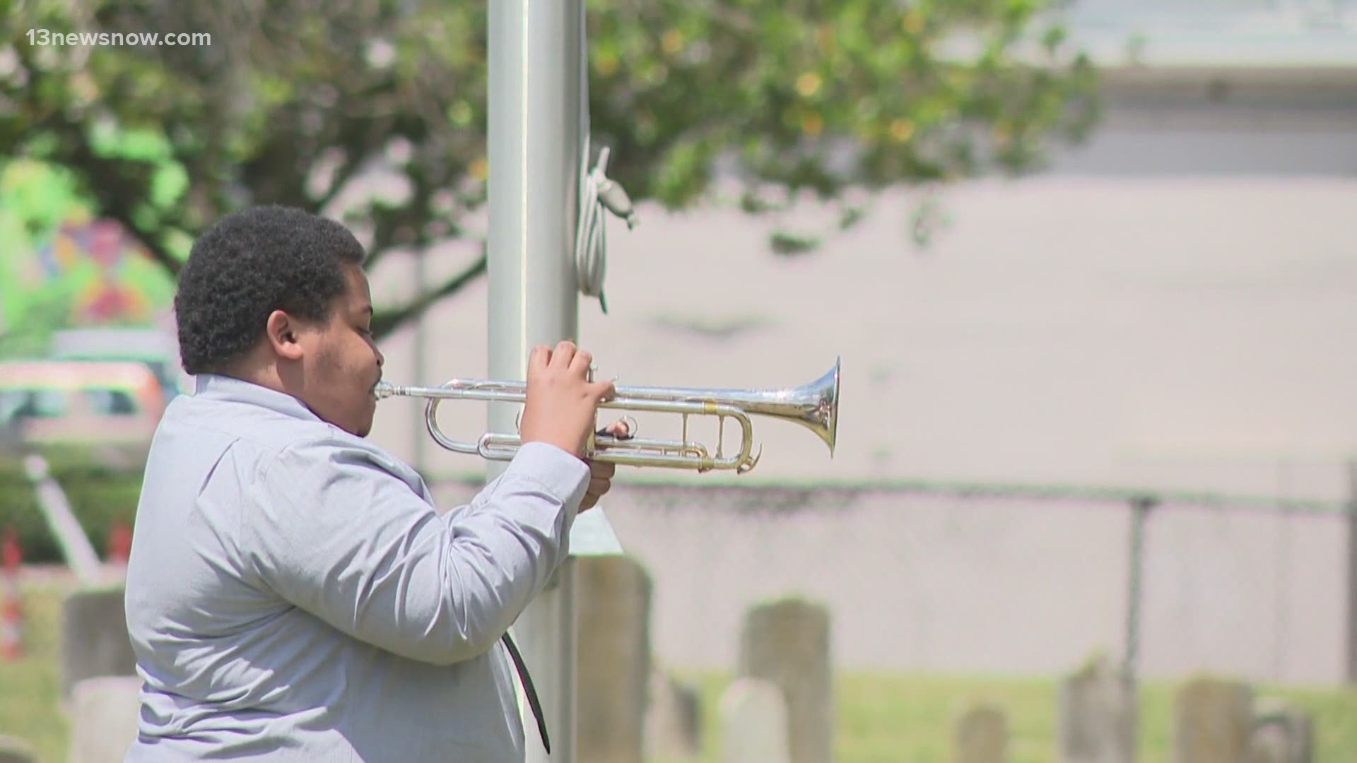 The City of Norfolk honored veterans with a service at West Point Cemetery today. That's where 58 Black Union veterans of the Civil War are buried.