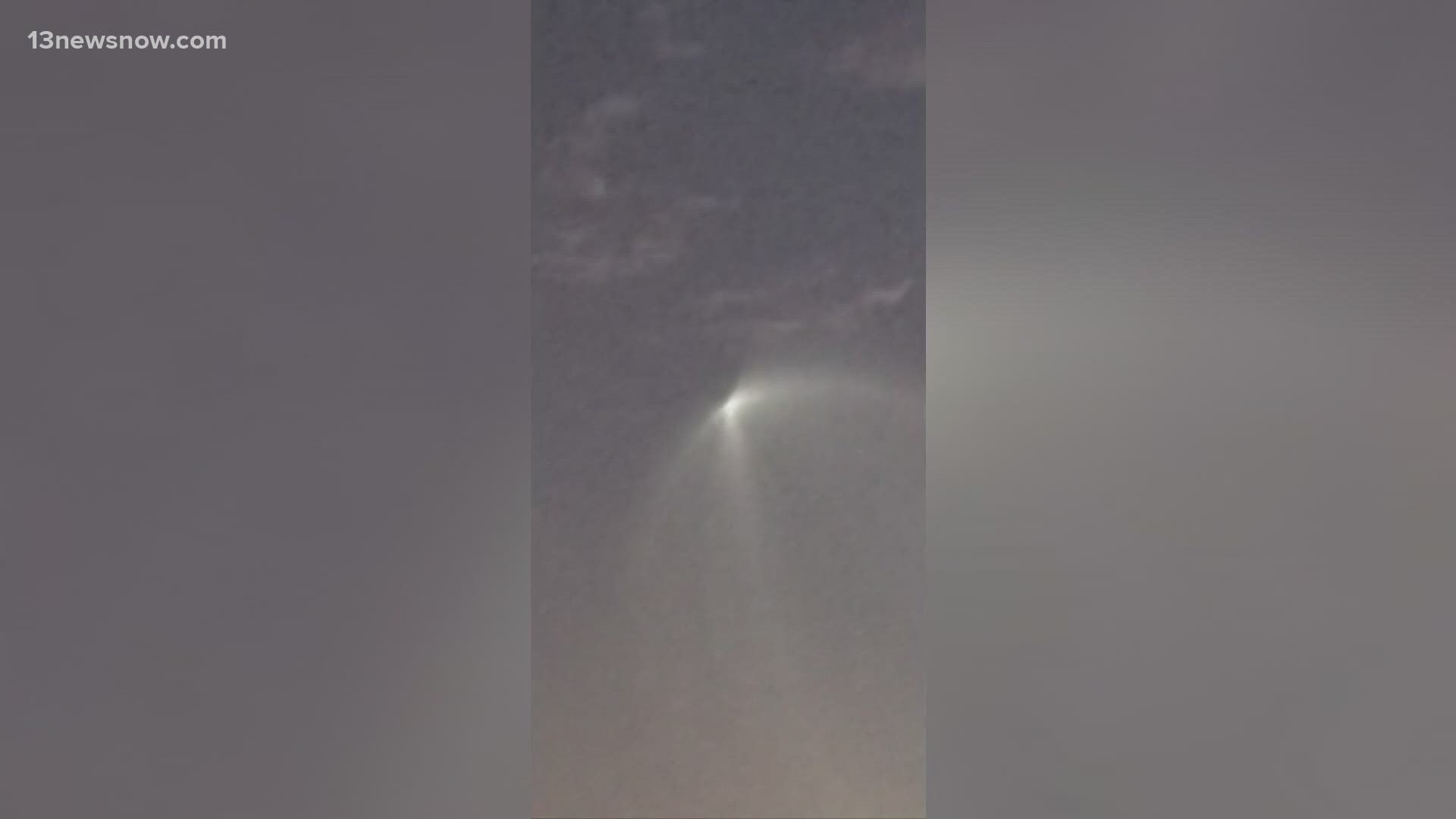 Several people reached out to 13News Now asking about a strange lighted object that light up the clouds and slowly moved across the sky as the sun set around 5:30.