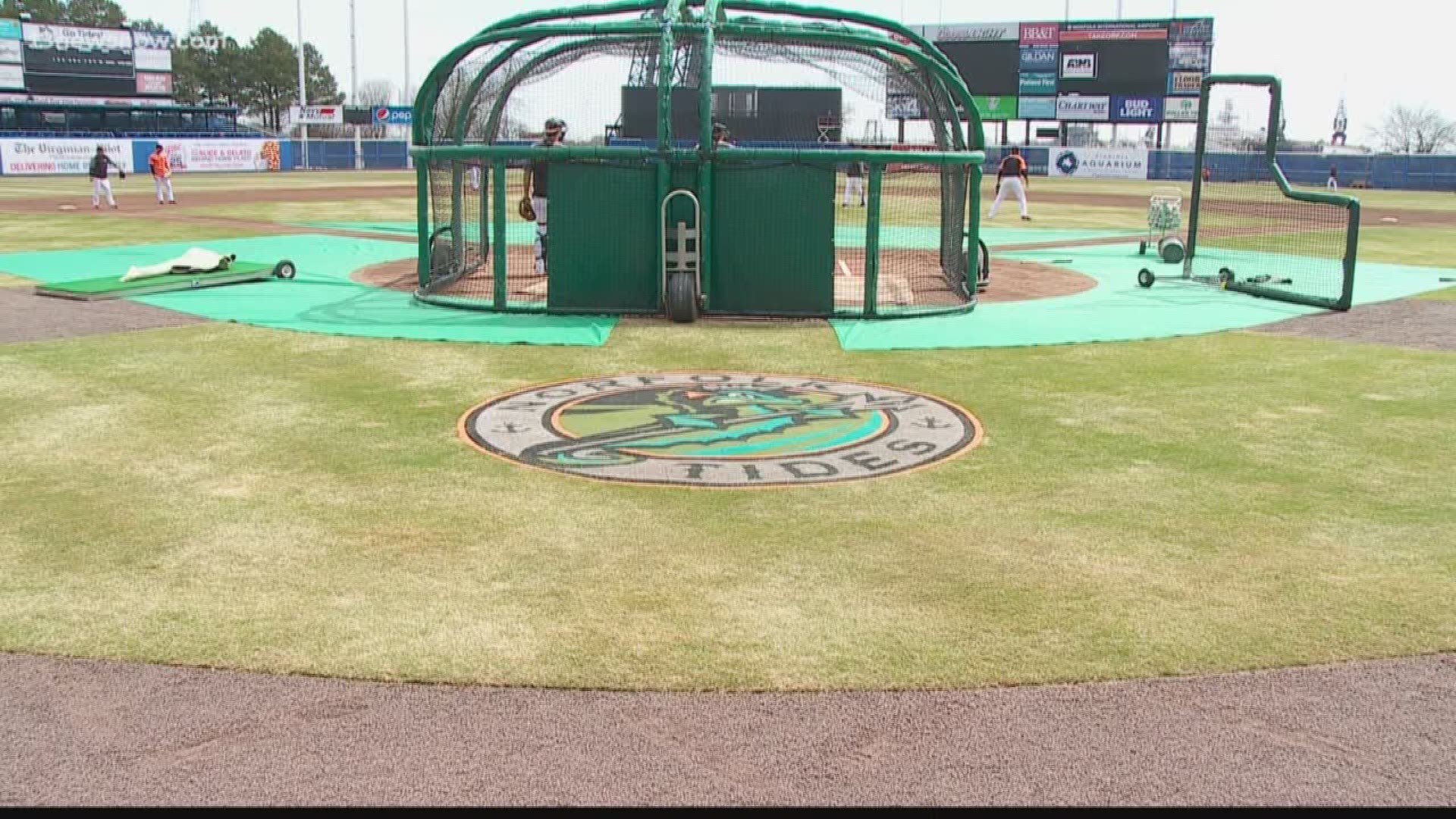 Spring training is over. Let's play ball. The Norfolk Tides had their first workout at Harbor Park before their opener on Friday.