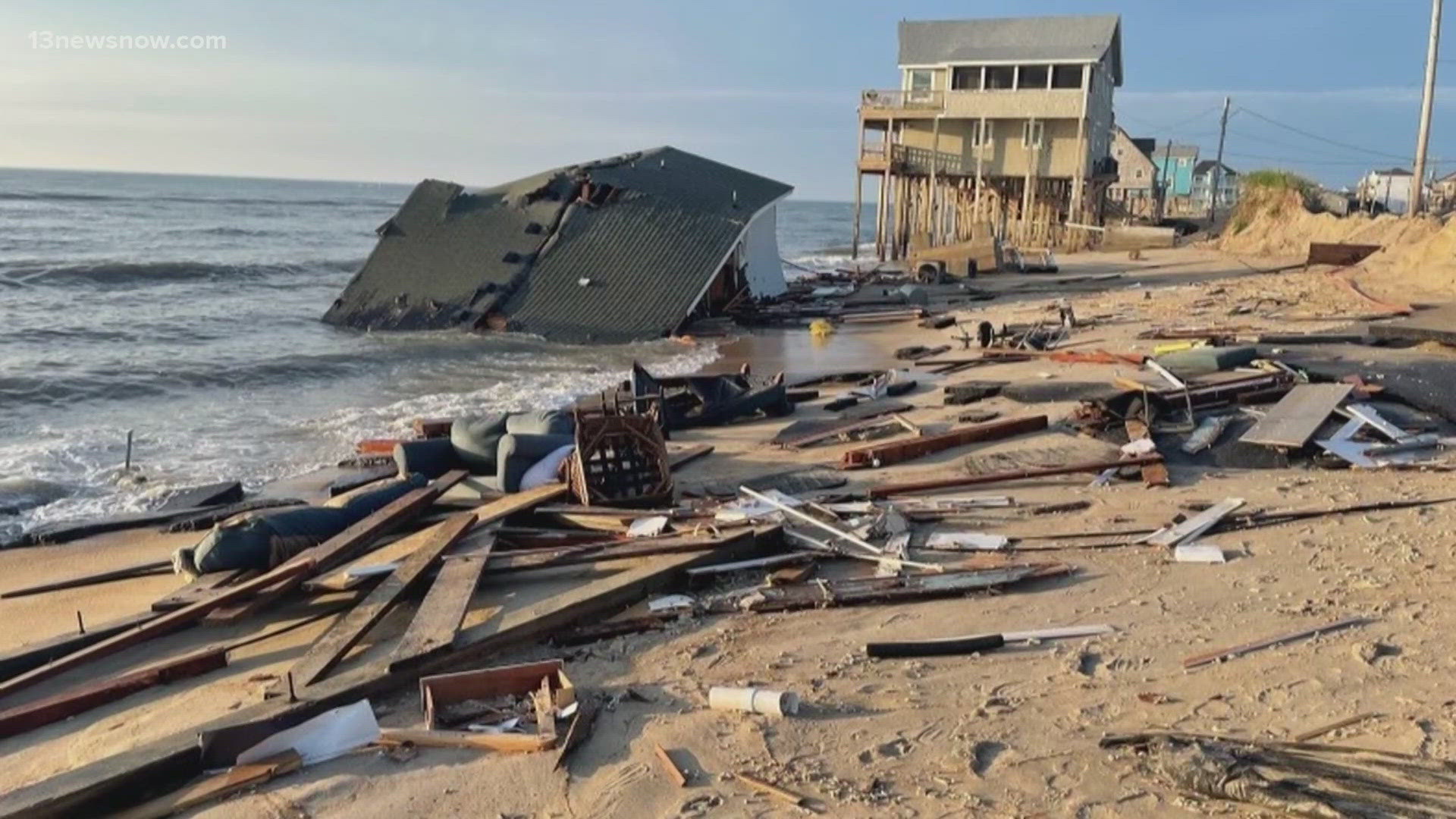 The collapse happened at 24131 Ocean Drive, likely around 2:30 a.m., according to Cape Hatteras National Seashore officials.