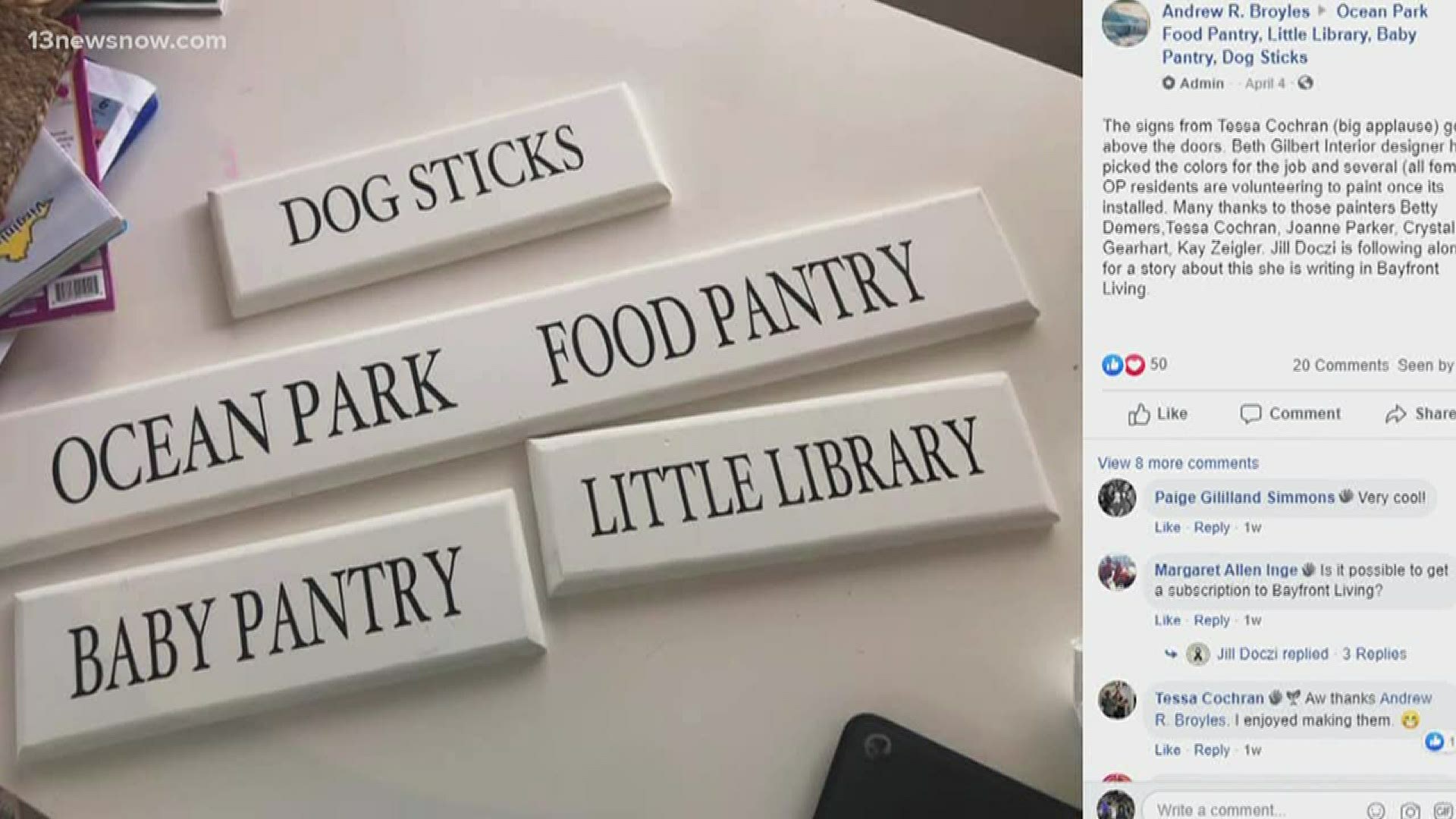 A group of people will be contributing to a "free little food bank" outside the Ocean Park Volunteer Rescue Building. It will have food, baby food, books and sticks.