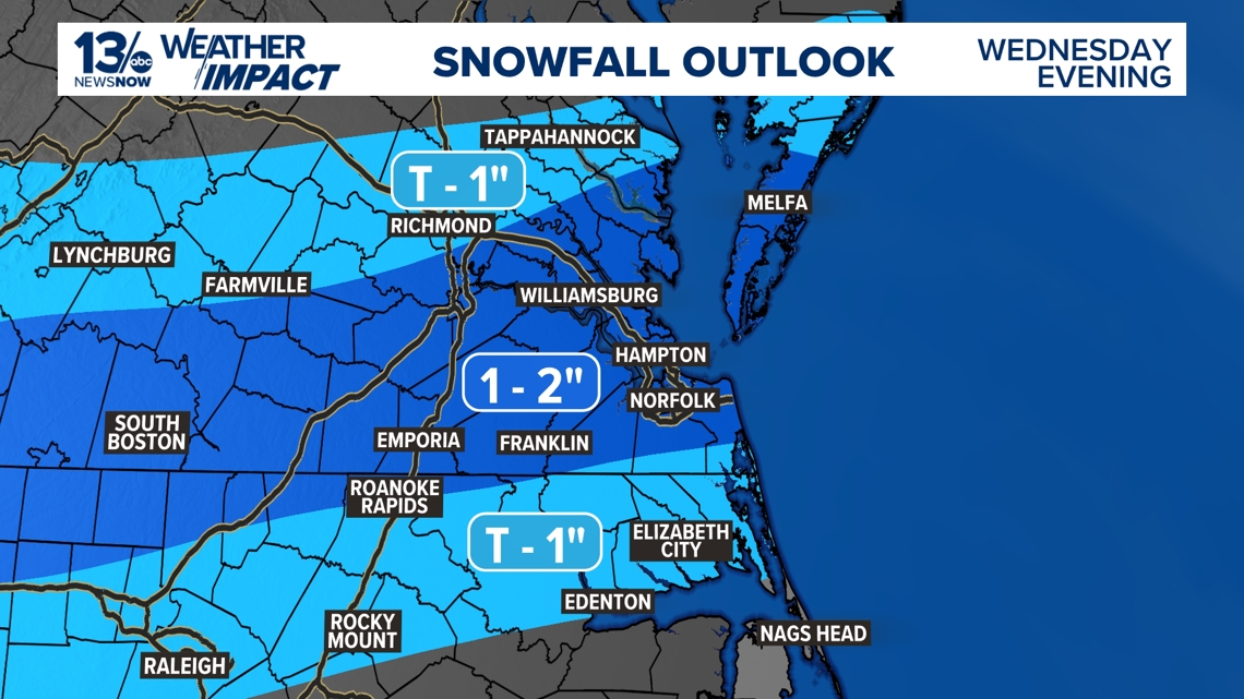 Hampton Roads under Weather Impact Alert as rain may change to snow on Wednesday