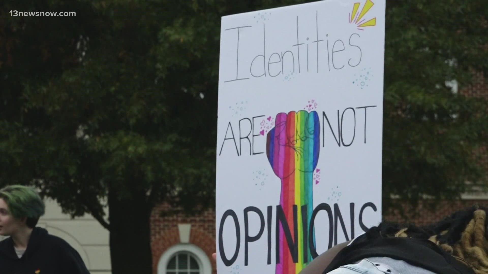 The students protested saying they won't tolerate any negative speech towards the LGBTQ community.