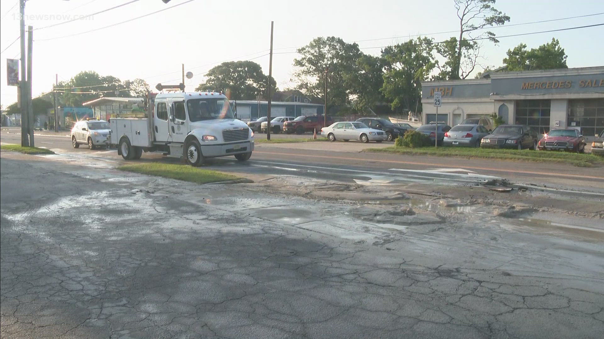 In Virginia Beach, city officials are dealing with a water main break.