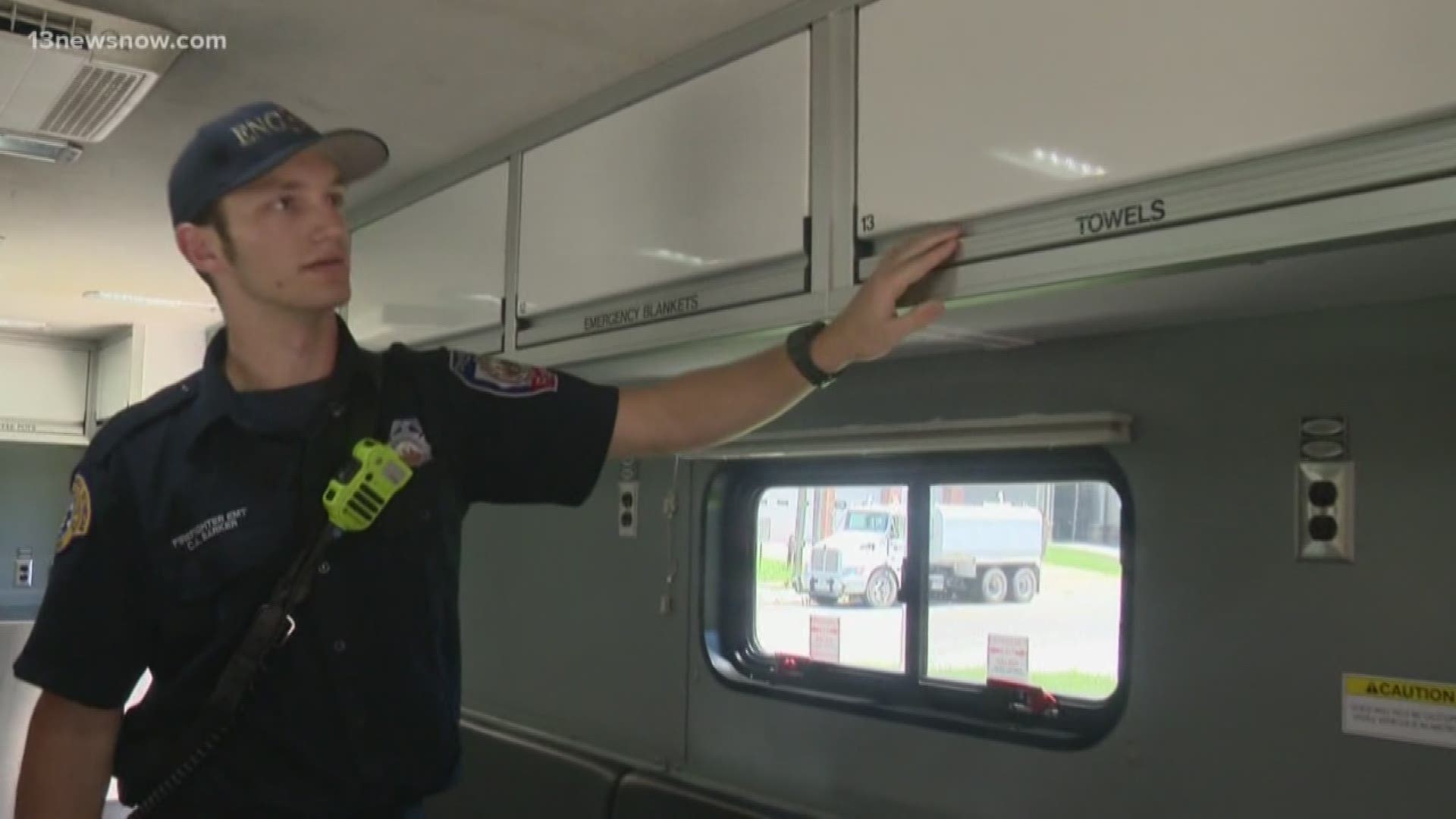 As firefighters work to keep people safe during the heatwave, Chesapeake uses a "rehab truck" to help beat the heat. The truck is air-conditioned and has different materials that can cool the firefighters down.