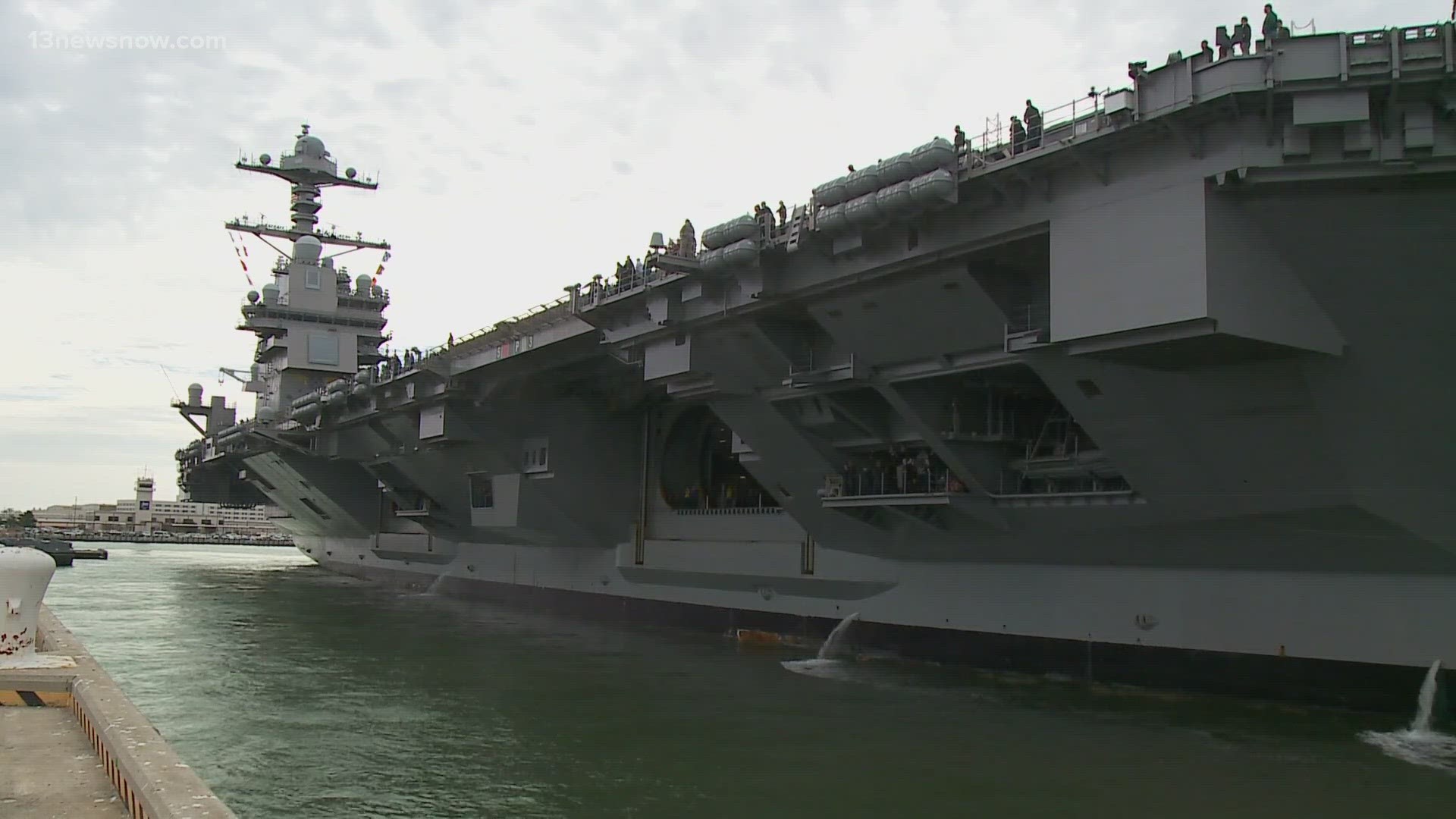 The Norfolk-based USS Gerald R. Ford aircraft carrier strike group is heading home after months of extra duty at sea protecting Israel.