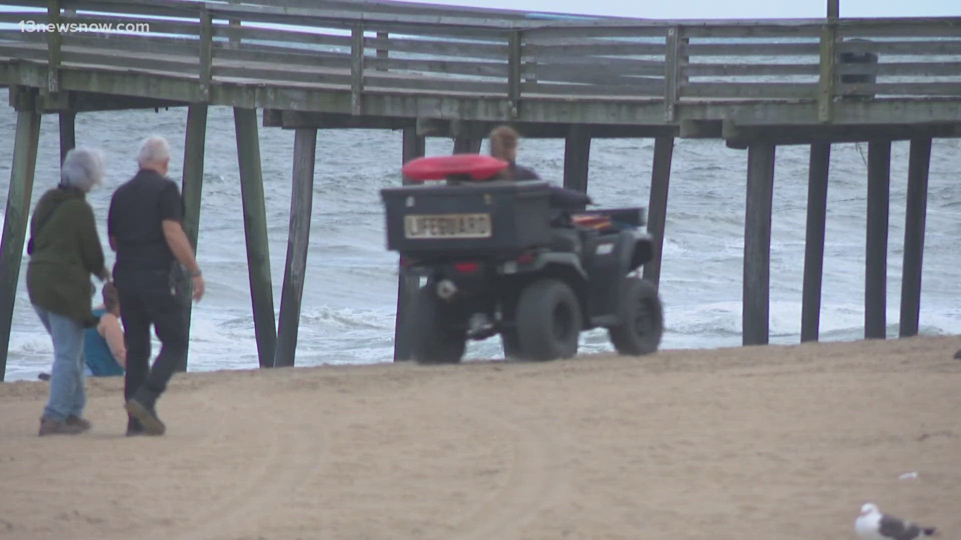 The search in Virginia Beach has been called off for two missing swimmers. It could resume if surf conditions improve.