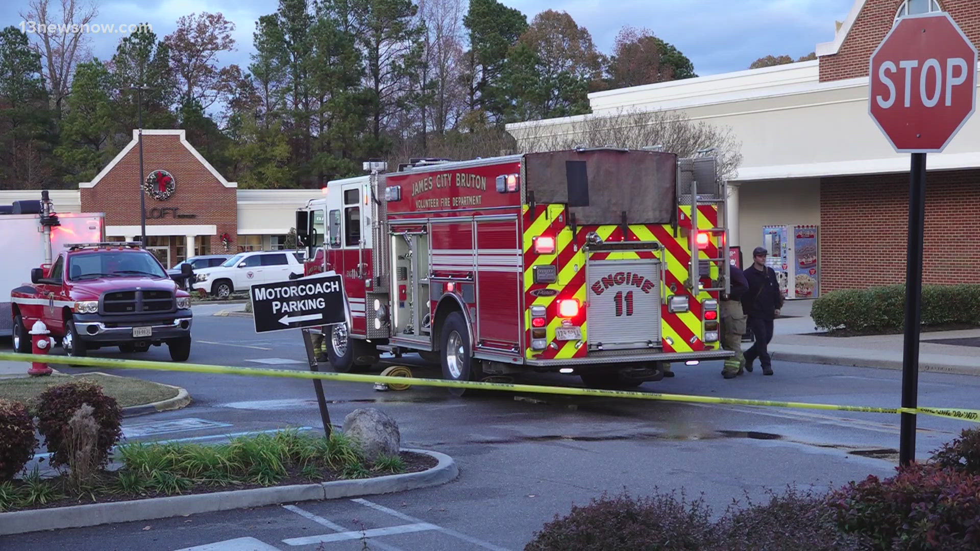 The fire in a stormwater detention system closed dozens of stores at the Williamsburg Premium Outlets during one of the busiest shopping days of the season.